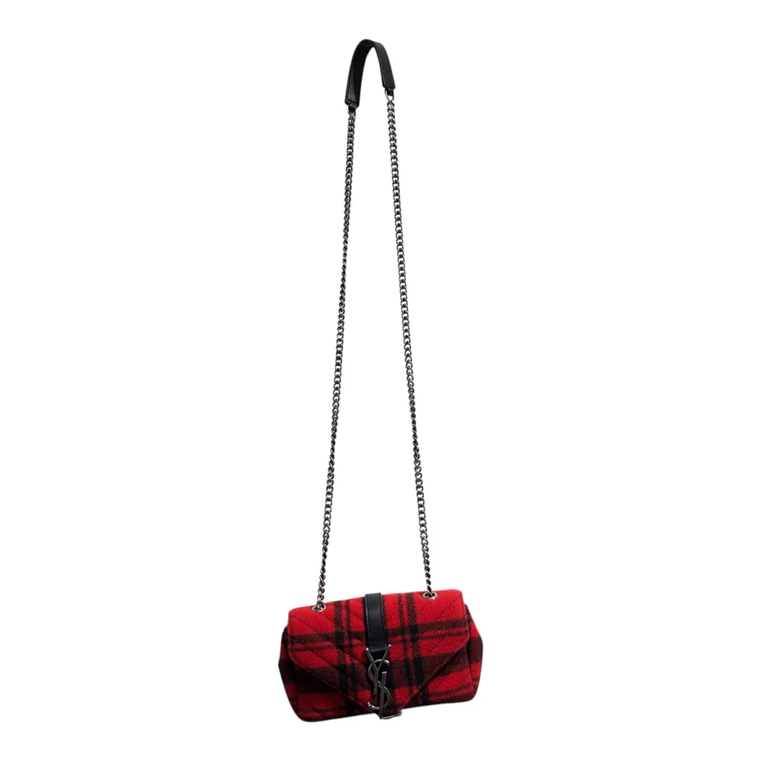 YVES SAINT LAURENT/Hand Bag/Plaid/Wool/RED/BABY CHEVRON TARTAN WOOL