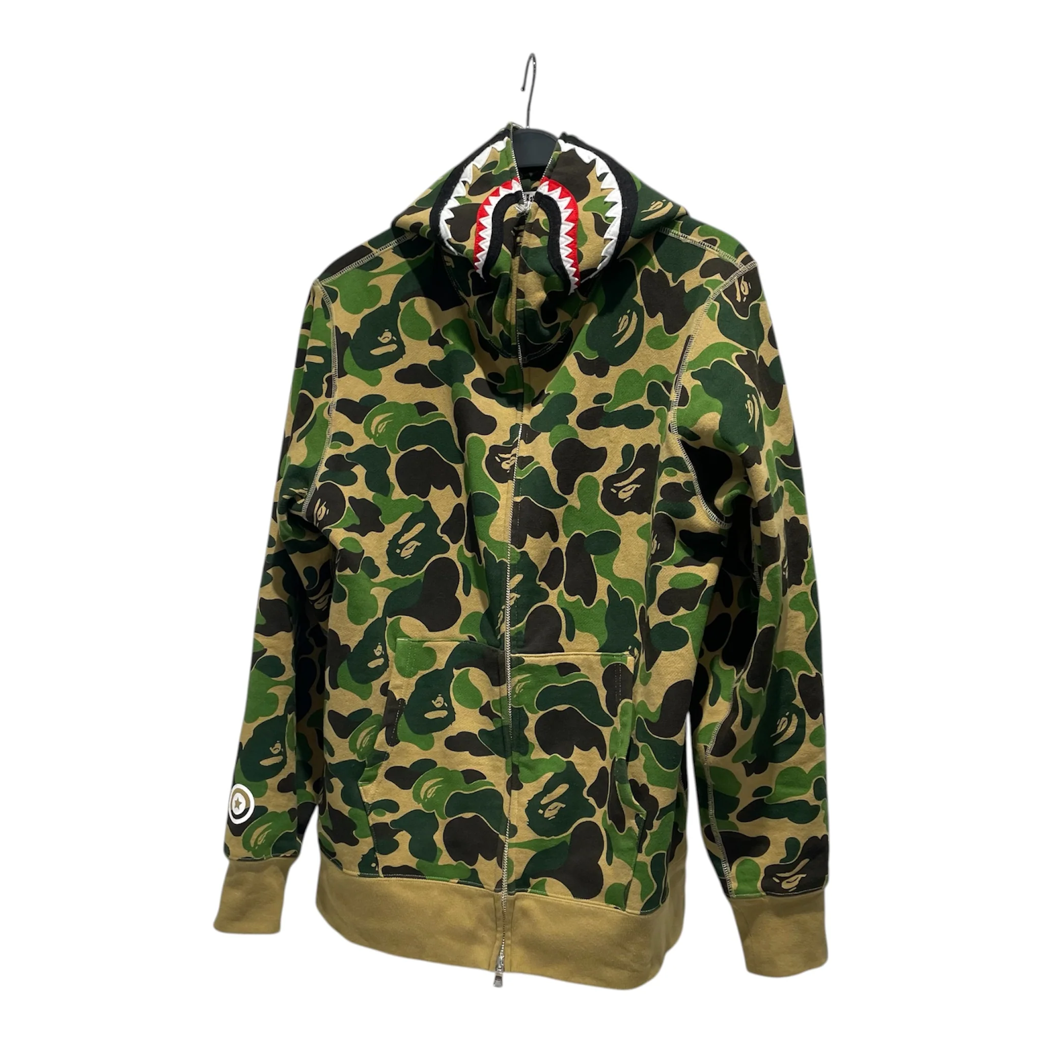 A BATHING APE/Hoodie/L/Camouflage/Cotton/GRN/ABC full zip PONR shark