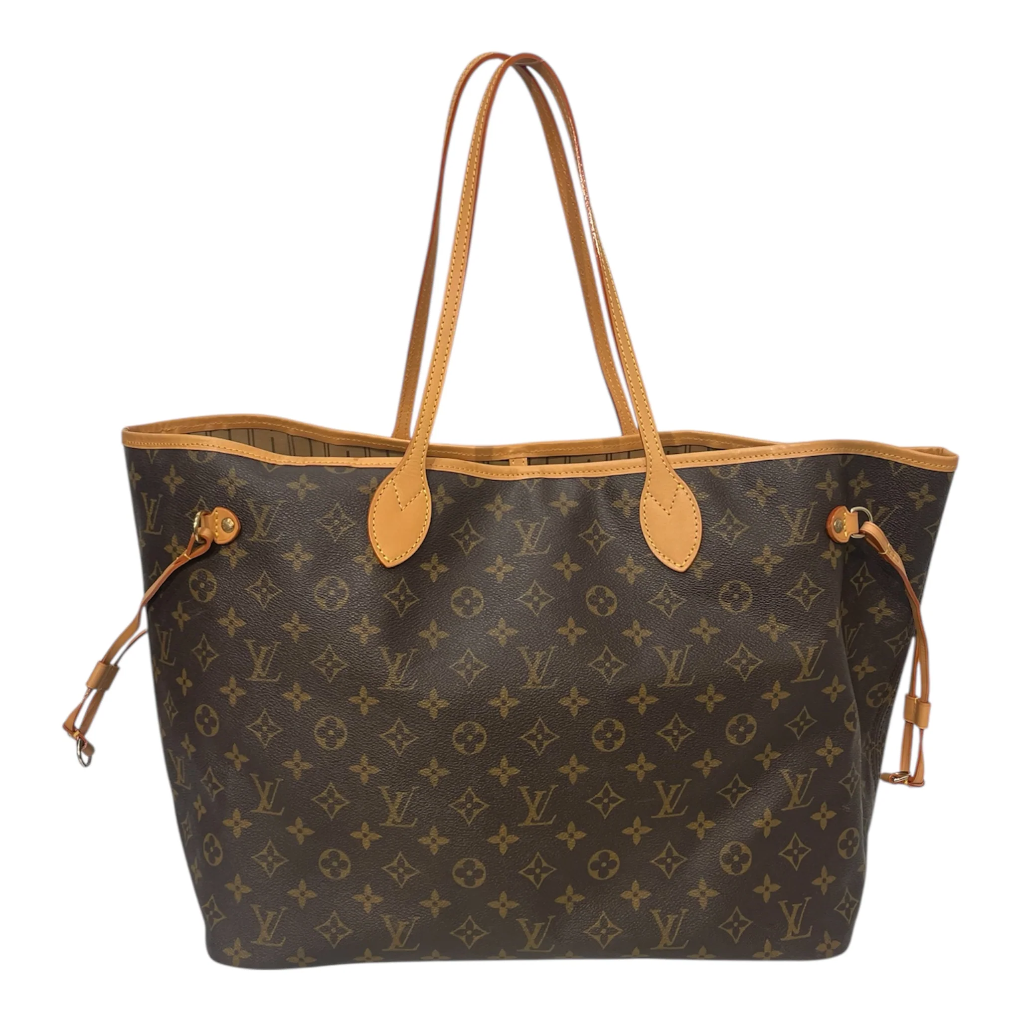 LOUIS VUITTON/Tote Bag/Monogram/Leather/BRW/NEVERFULL GM BEIGE INT.