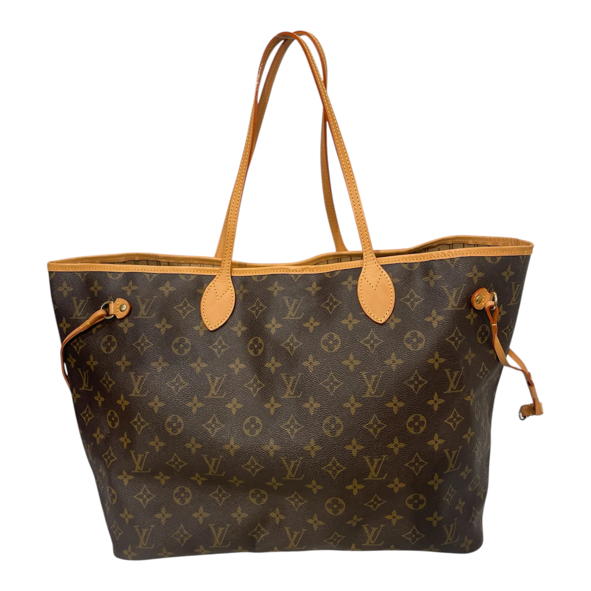 LOUIS VUITTON/Tote Bag/Monogram/Leather/BRW/NEVERFULL GM BEIGE INT.