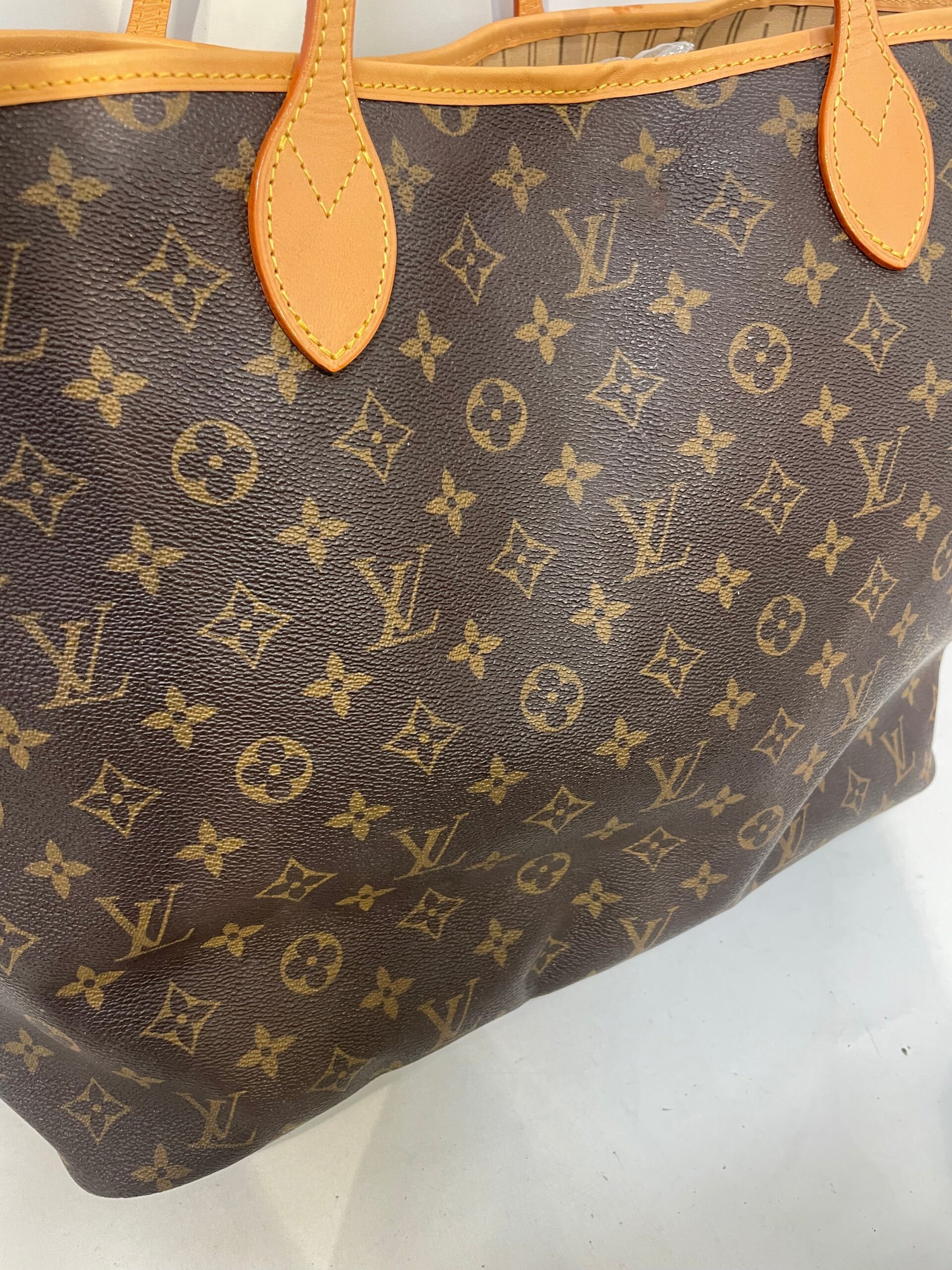 LOUIS VUITTON/Tote Bag/Monogram/Leather/BRW/NEVERFULL GM BEIGE INT.