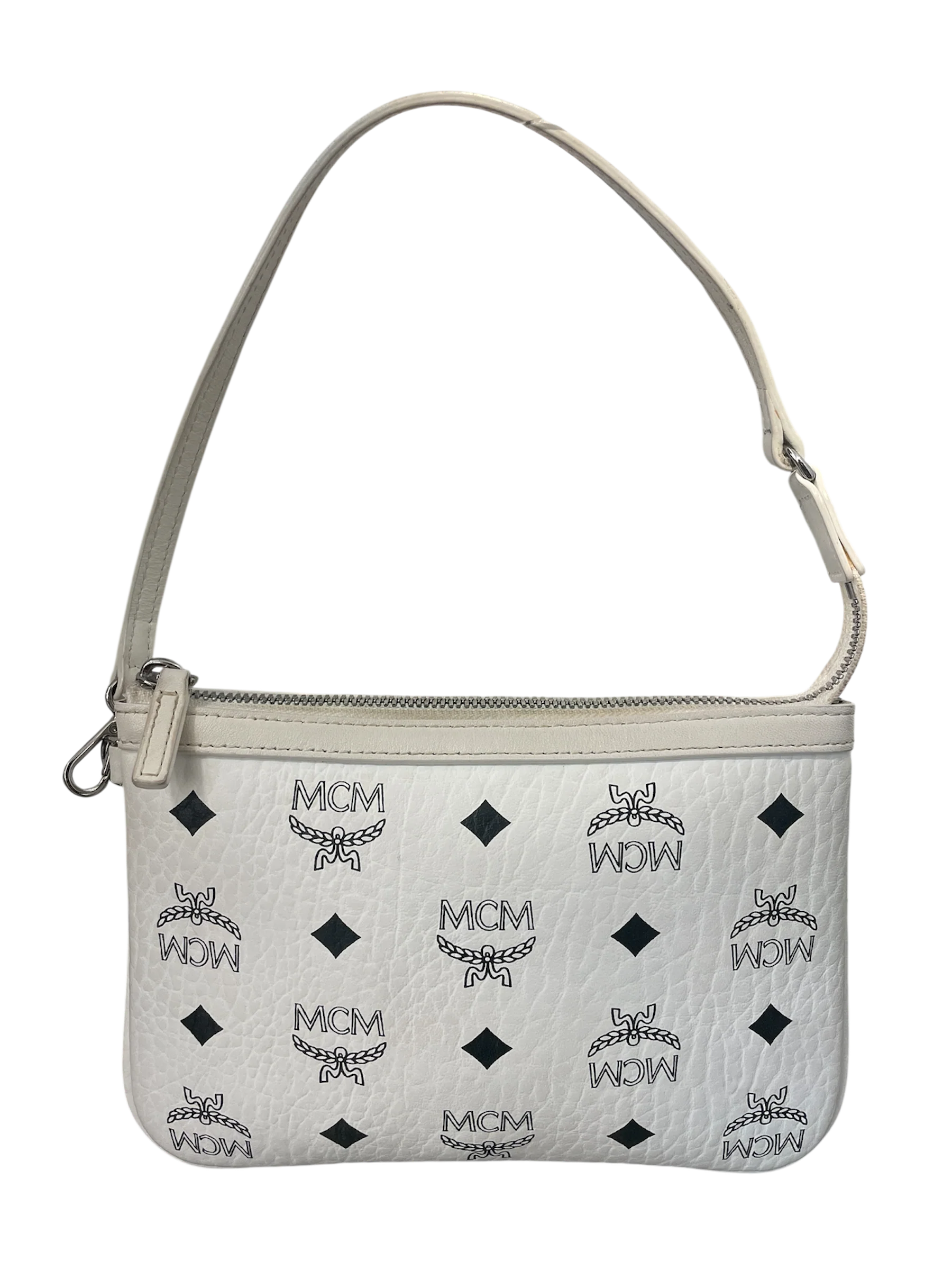 MCM/Pouch/All Over Print/Leather/WHT/white mcm logo