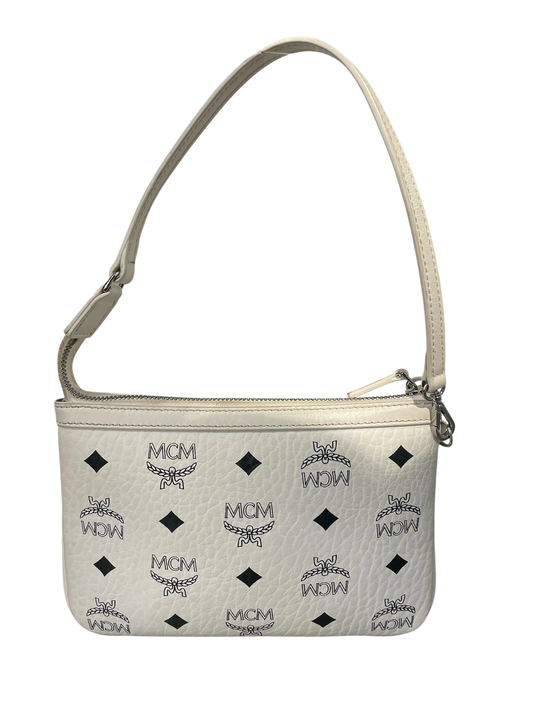 MCM/Pouch/All Over Print/Leather/WHT/white mcm logo