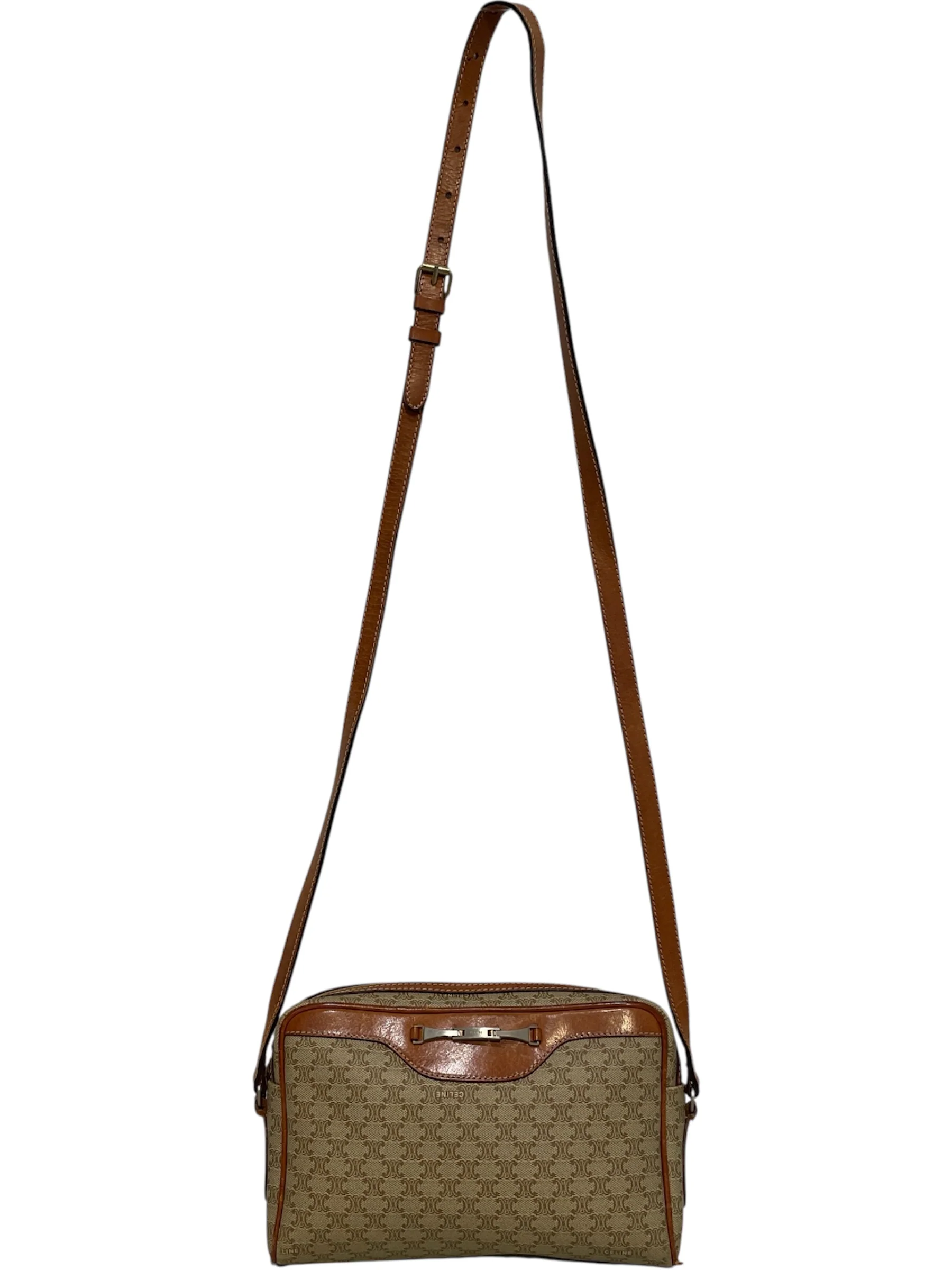 CELINE/Cross Body Bag/Monogram/Leather/BRW/Cross body bag