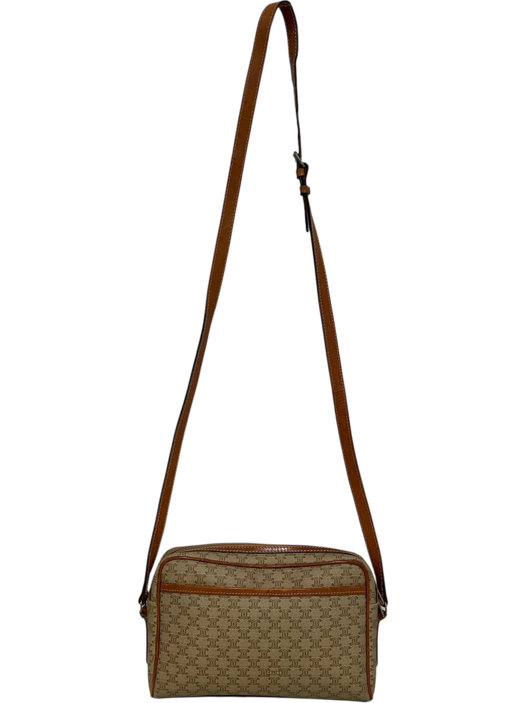 CELINE/Cross Body Bag/Monogram/Leather/BRW/Cross body bag