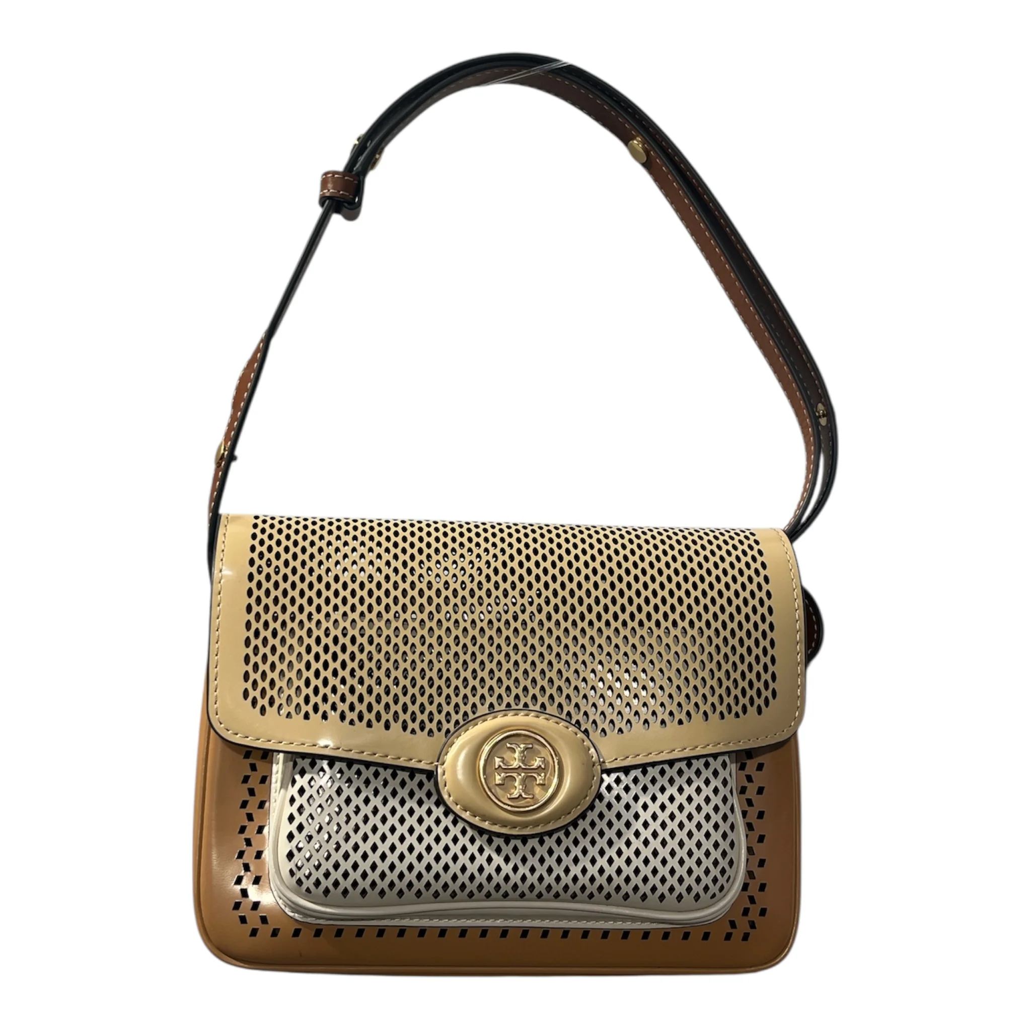 TORY BURCH/Hand Bag/Leather/BEG/ROBINSON PERFORATED LEATHER