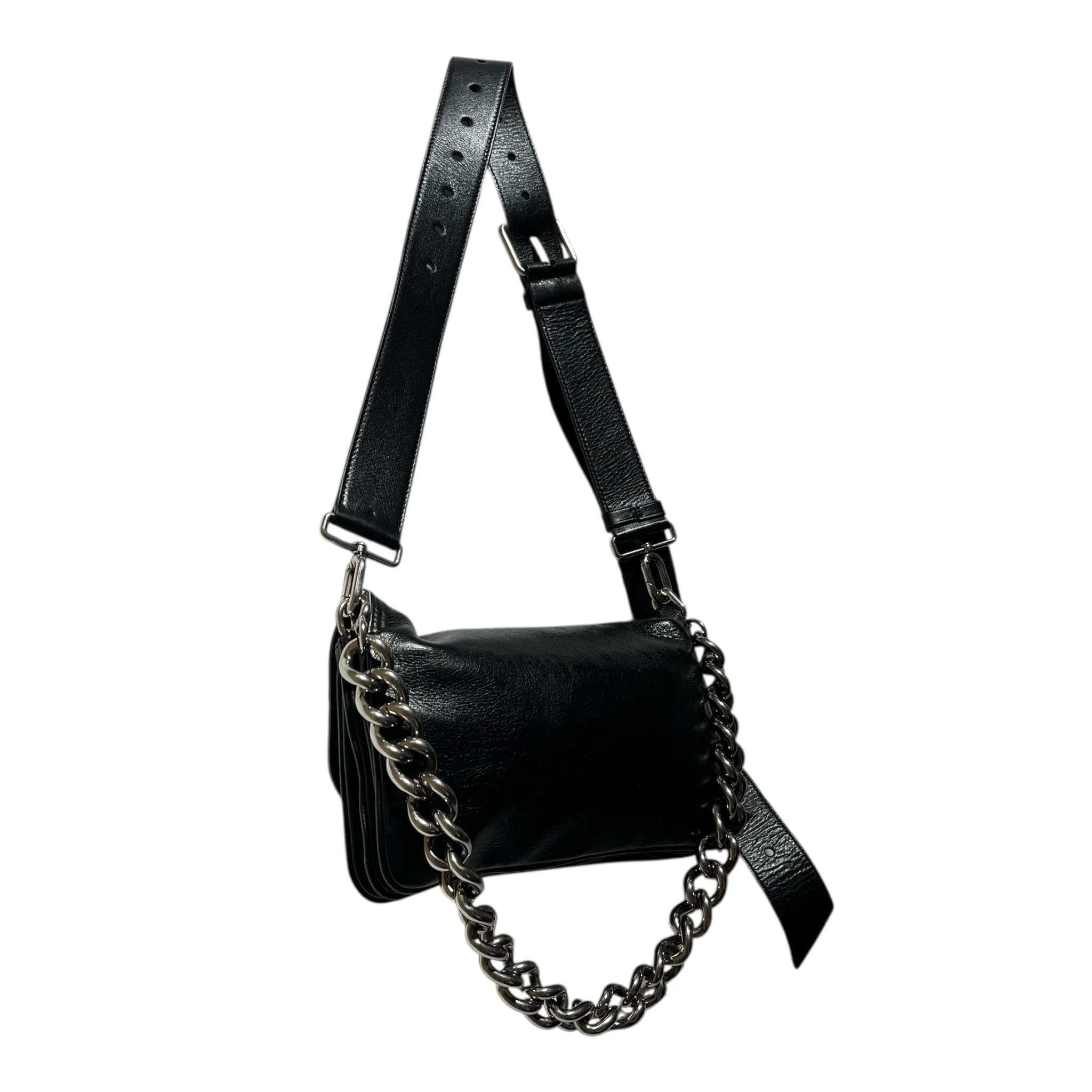 BALENCIAGA/Cross Body Bag/Leather/BLK/FLAP BAG