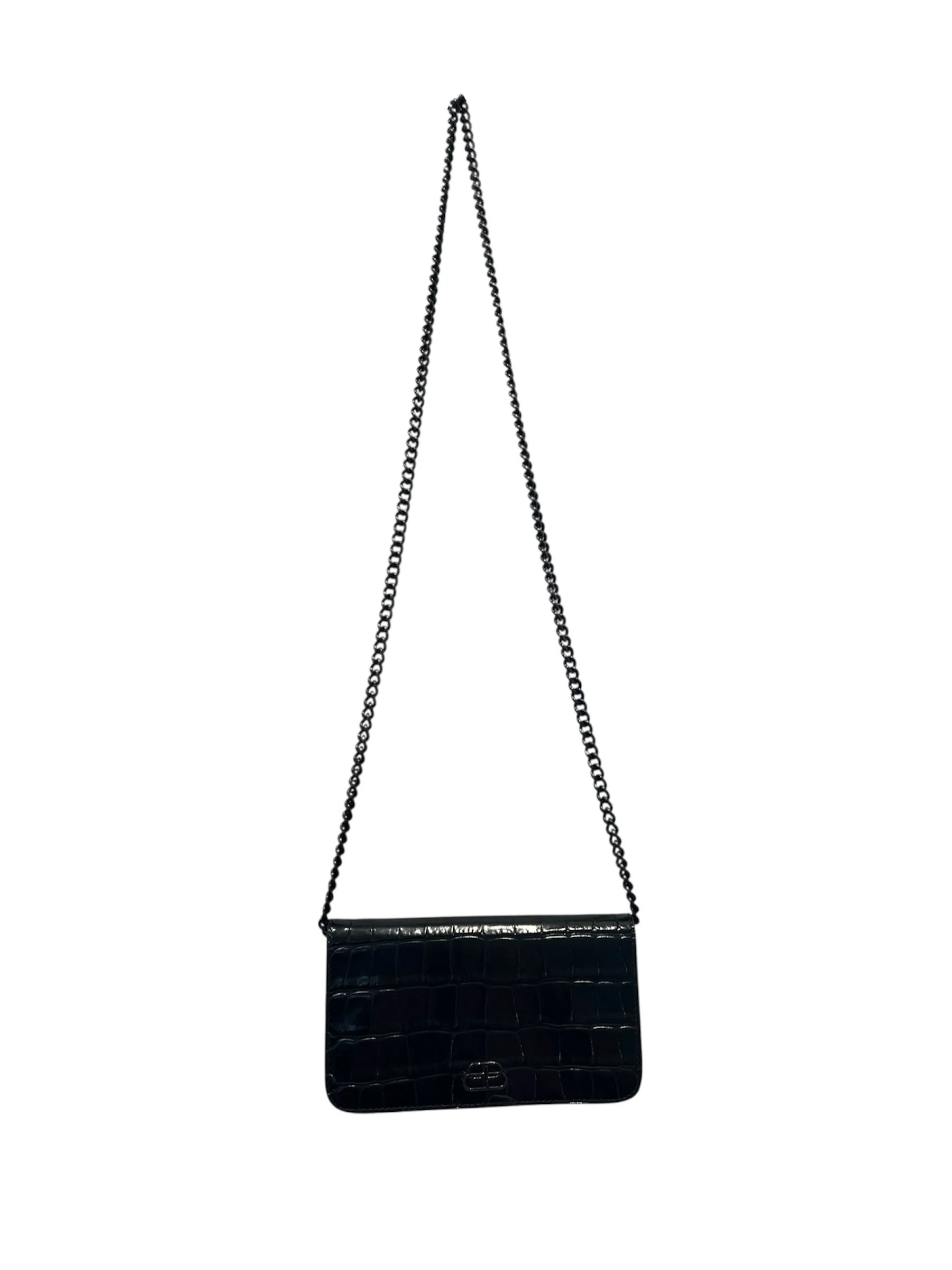 BALENCIAGA/Cross Body Bag/Leather/BLK/CROC EMBOSSED HANDBAG