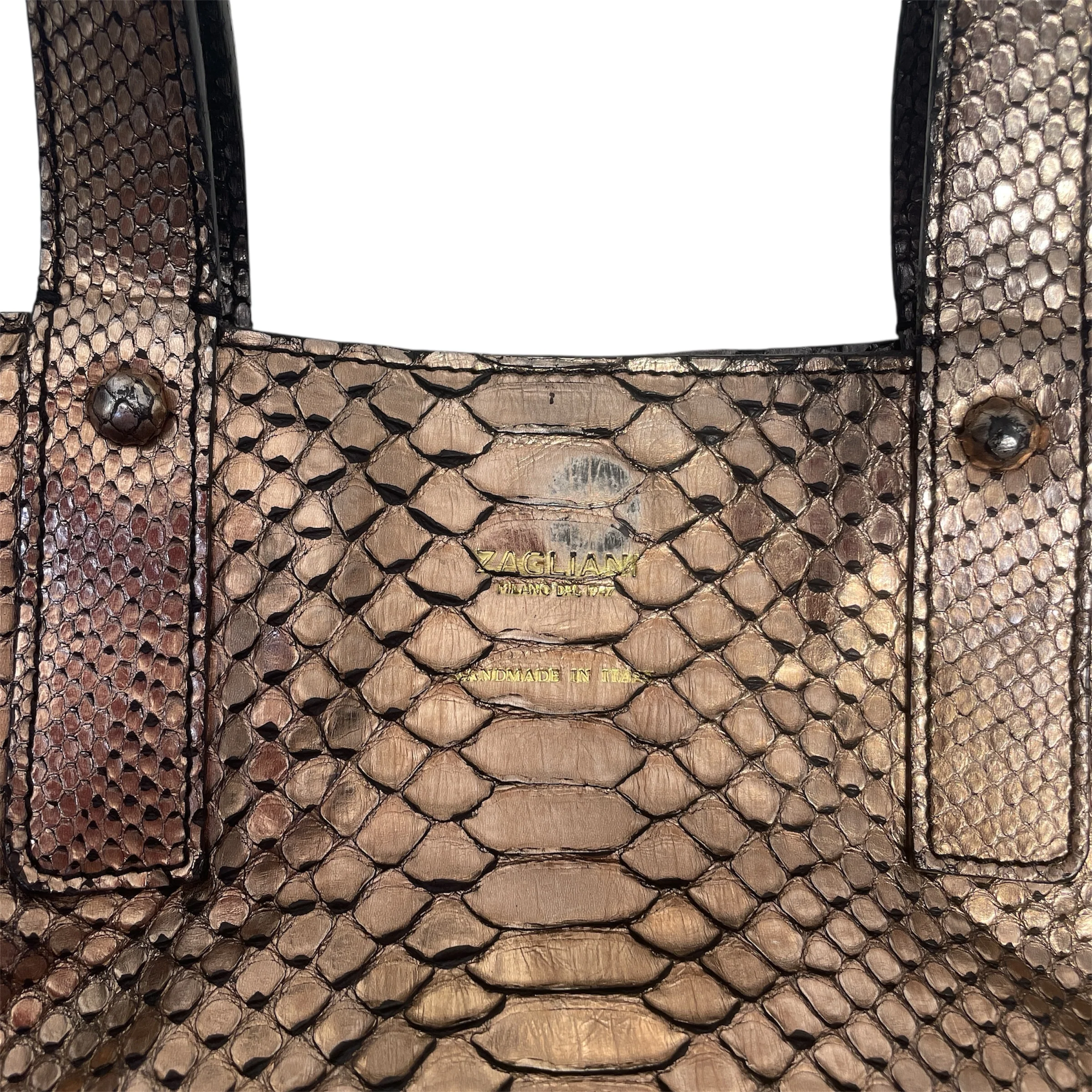 Zagliani/Tote Bag/Animal Pattern/Leather/GLD/Snake Skin Bag