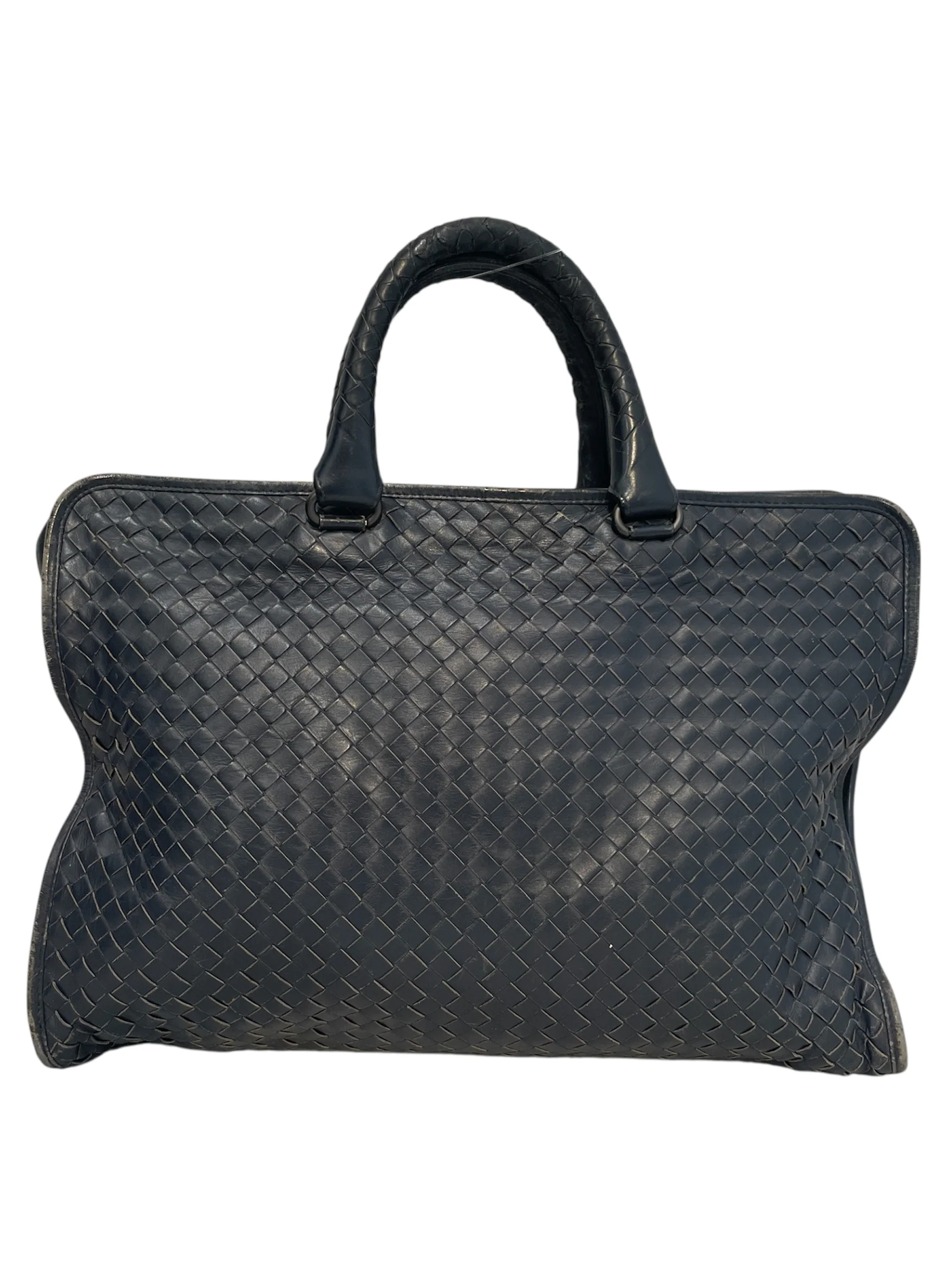 BOTTEGA VENETA/Briefcase/Leather/NVY/Intrecciato Top Zip