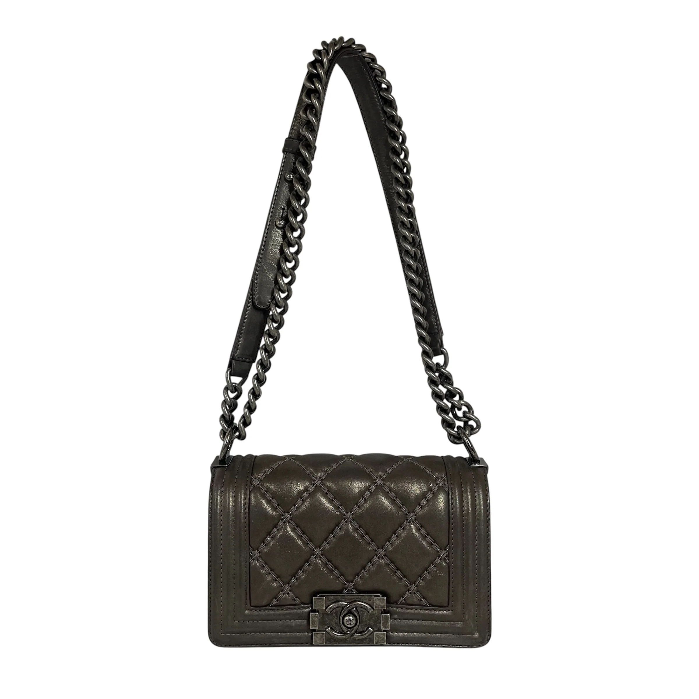 CHANEL/Bag/Leather/SLV/SMALL BOY BAG