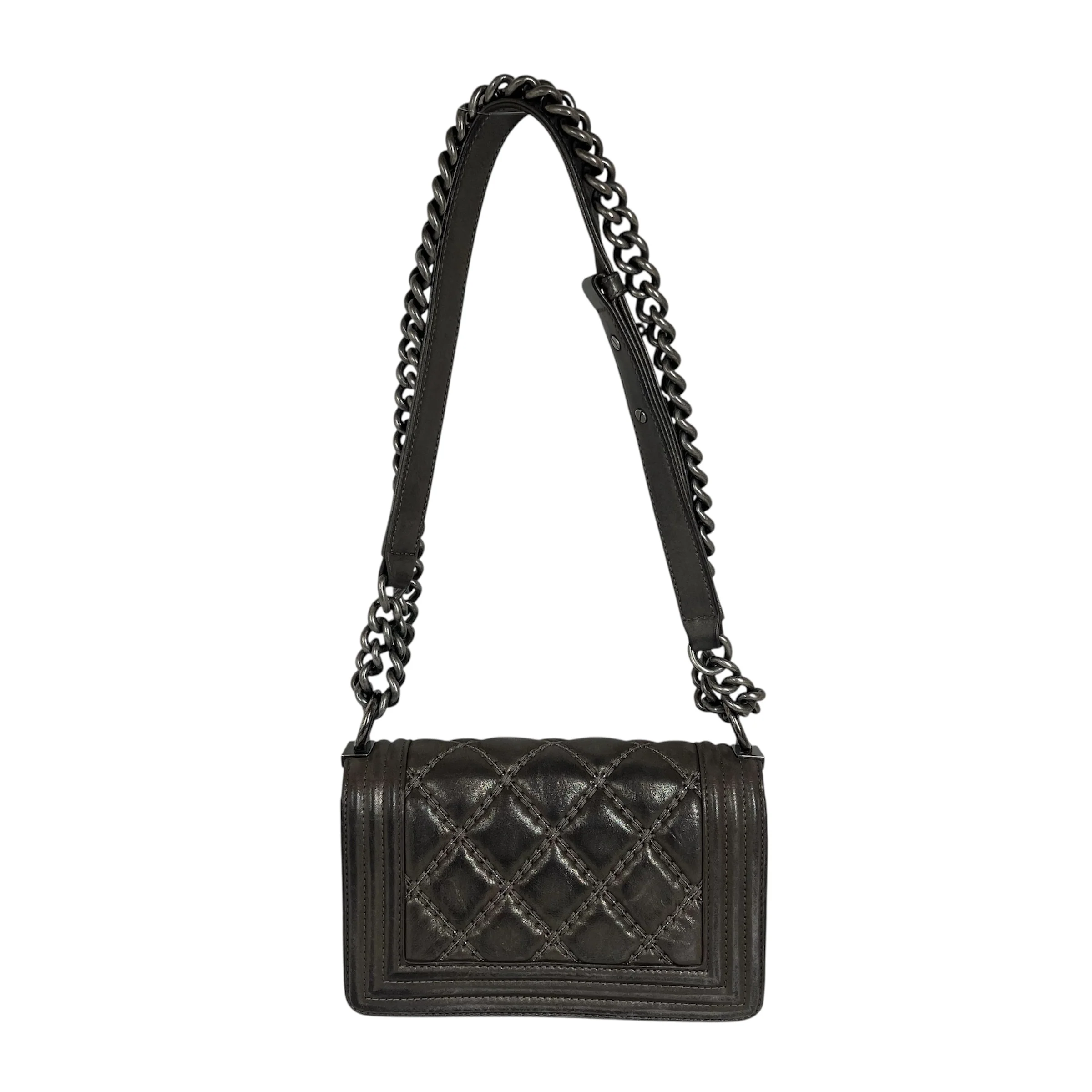 CHANEL/Bag/Leather/SLV/SMALL BOY BAG