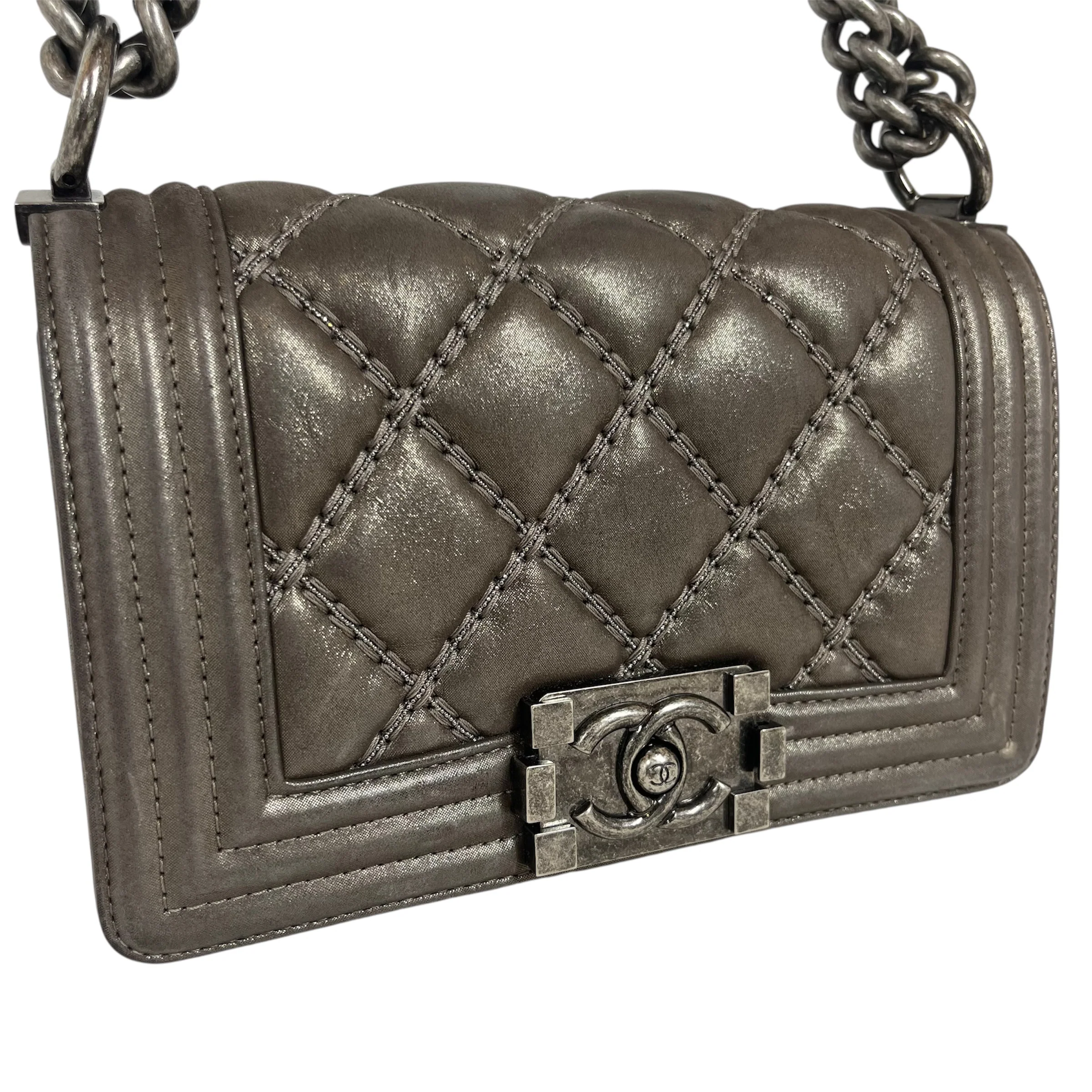 CHANEL/Bag/Leather/SLV/SMALL BOY BAG