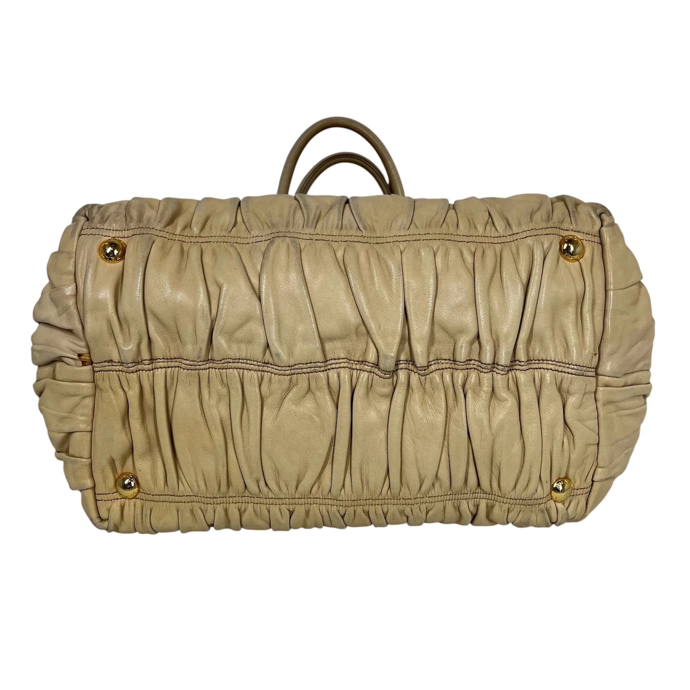 PRADA/Hand Bag/Leather/BEG/NAPPA GAUFRE RIBBON