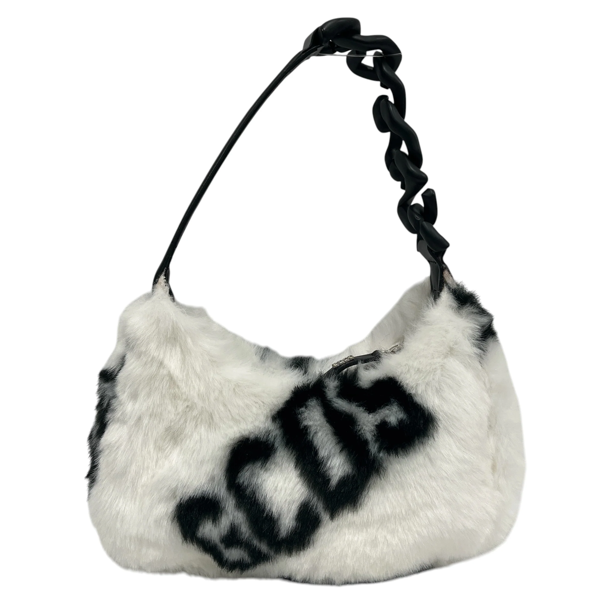 GCDS/Hand Bag/Graphic/Fake Fur/WHT/