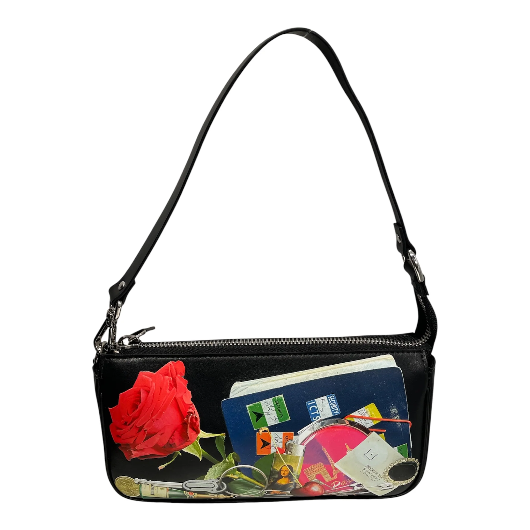 Vaquera/Hand Bag/All Over Print/Leather/BLK/tromp loeil bag