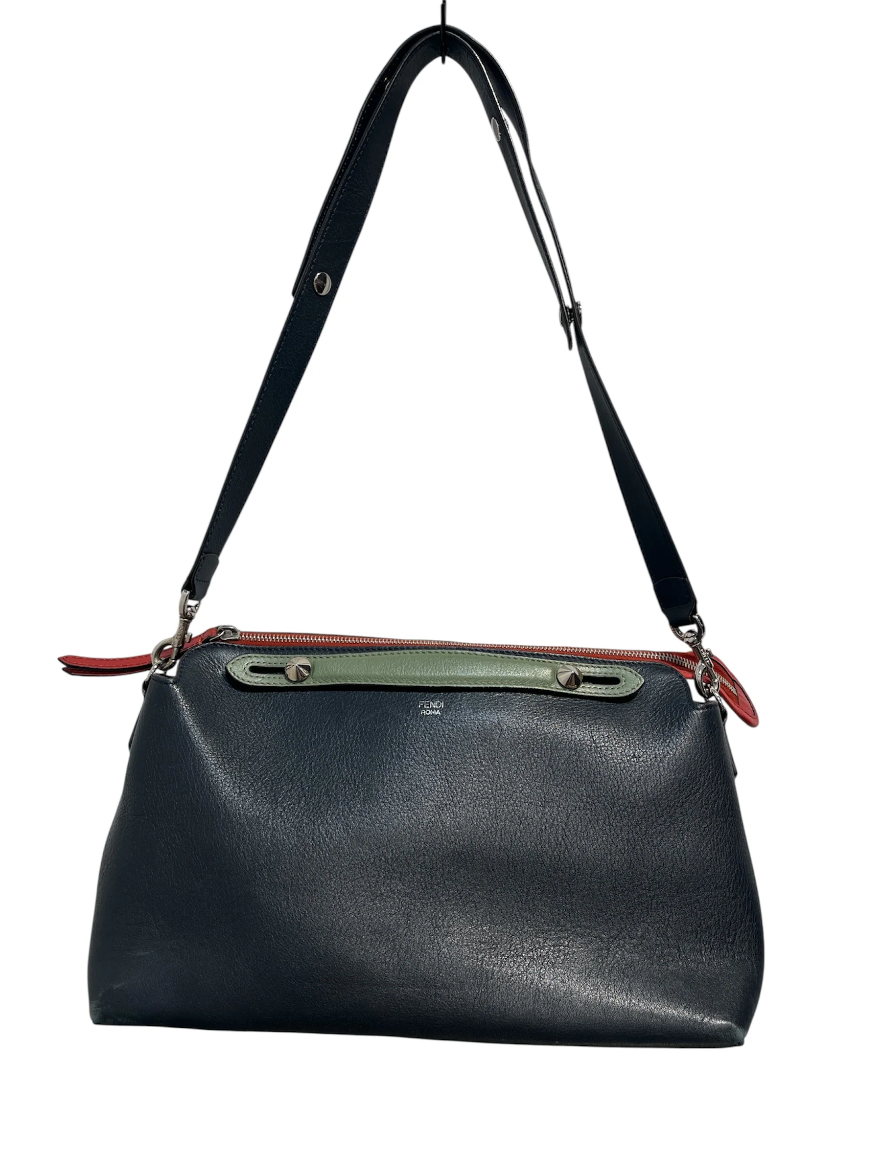 FENDI/Bag/Leather/NVY/RED ZIP GREEN HANDLES