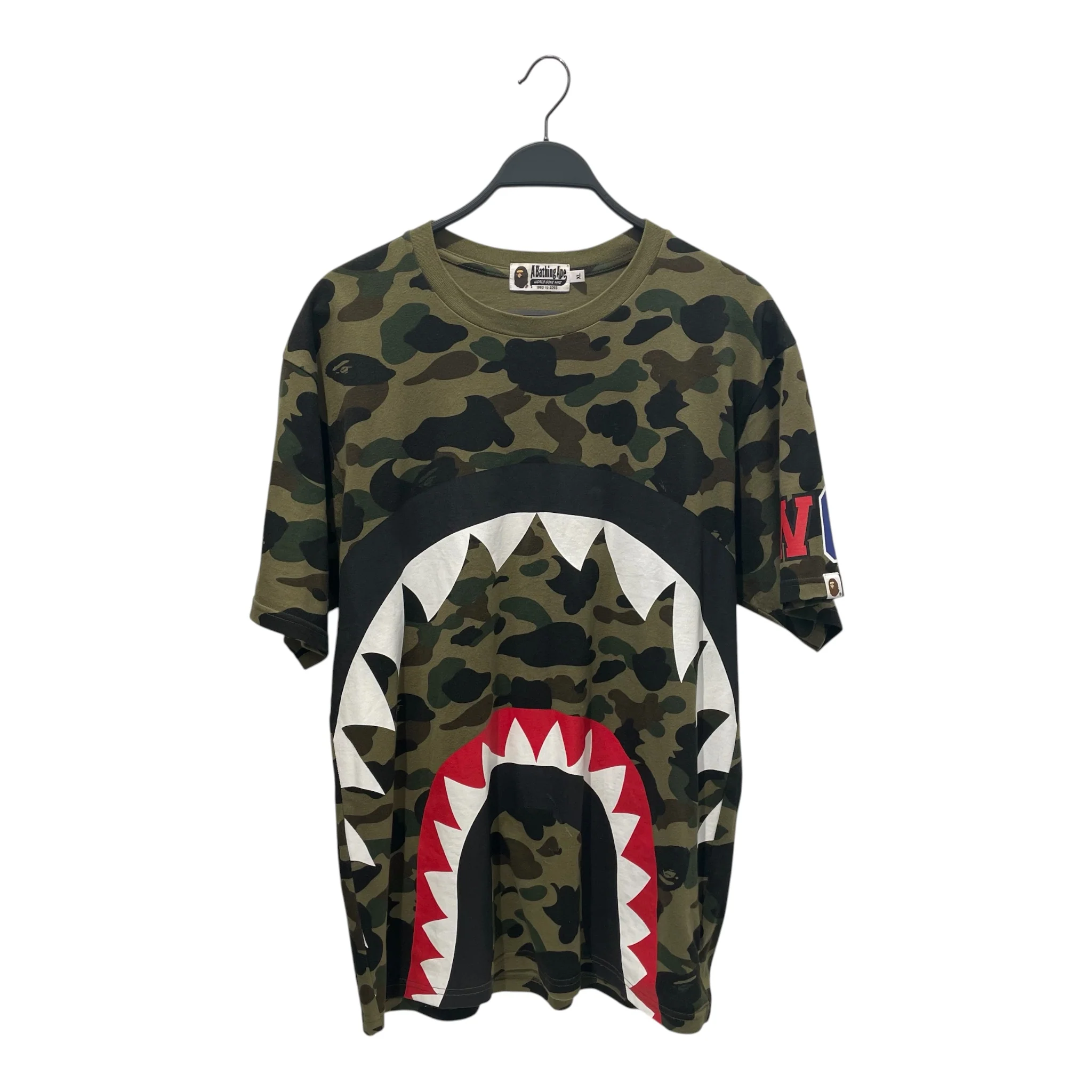 A BATHING APE/T-Shirt/XL/Cotton/GRN/Camouflage/TIGER SHARK WGM