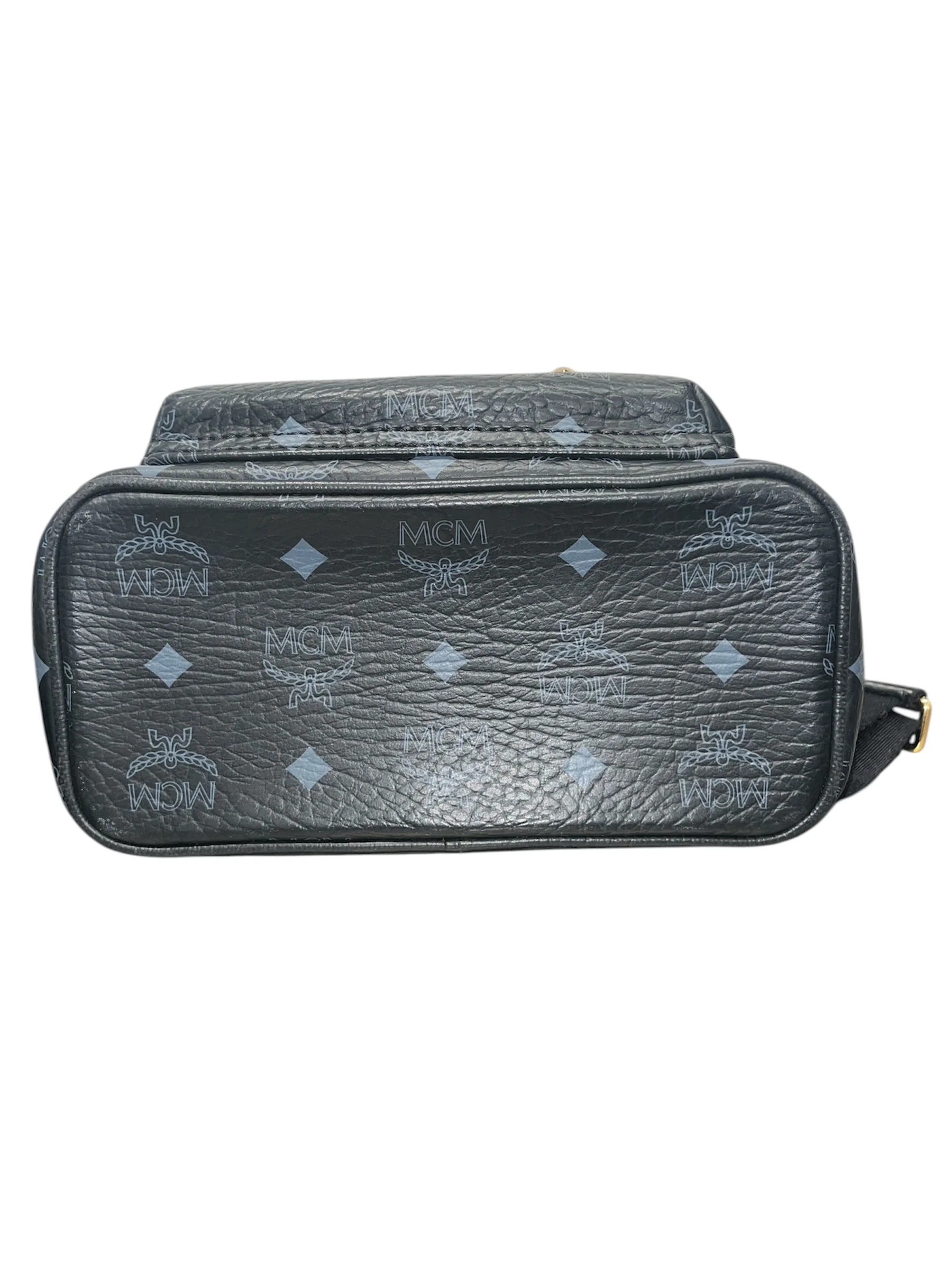 MCM/Backpack/Monogram/Leather/BLK/red/blk gold studded mini back