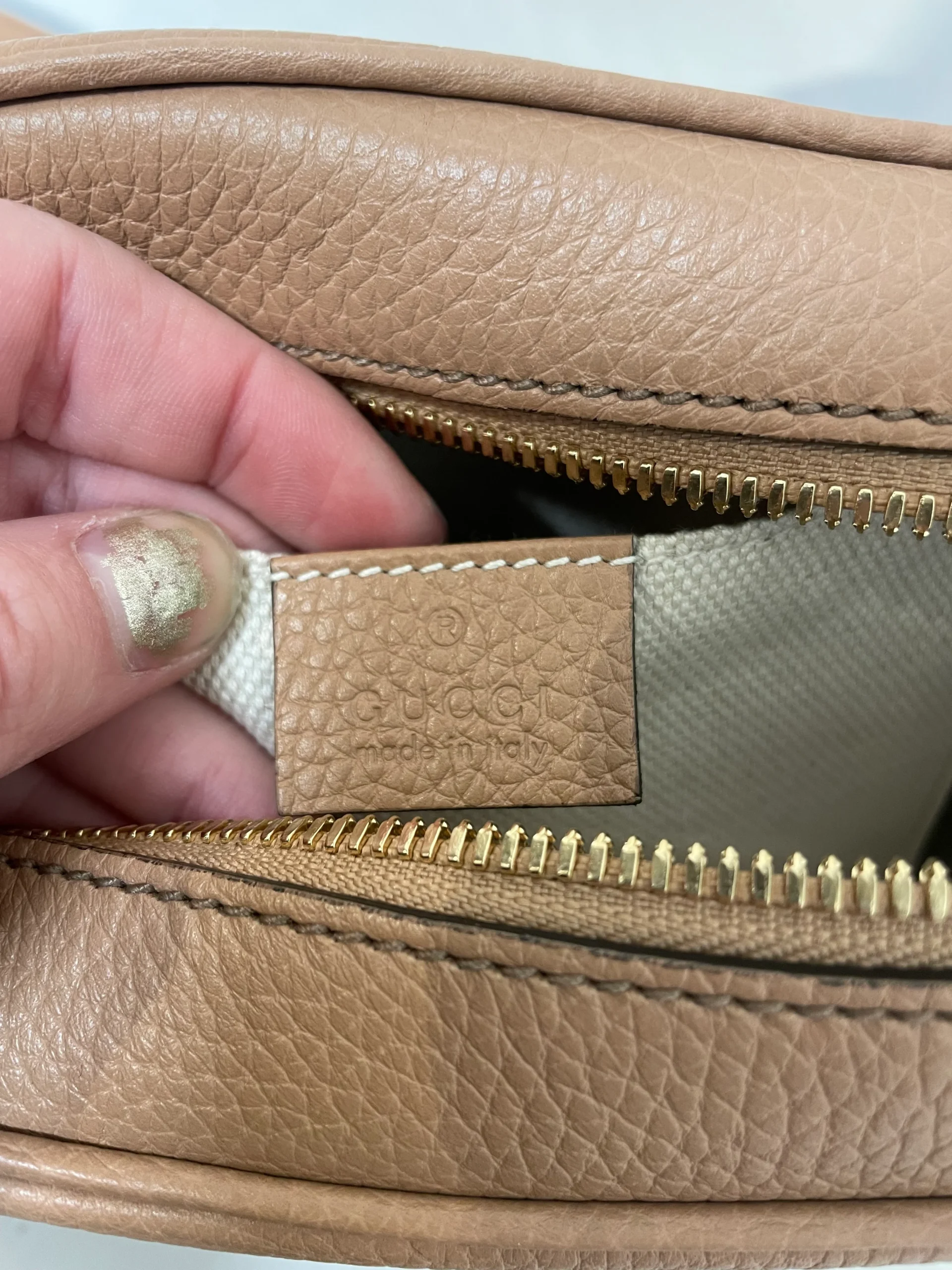 GUCCI/Cross Body Bag/Leather/BEG/SOHO DISCO