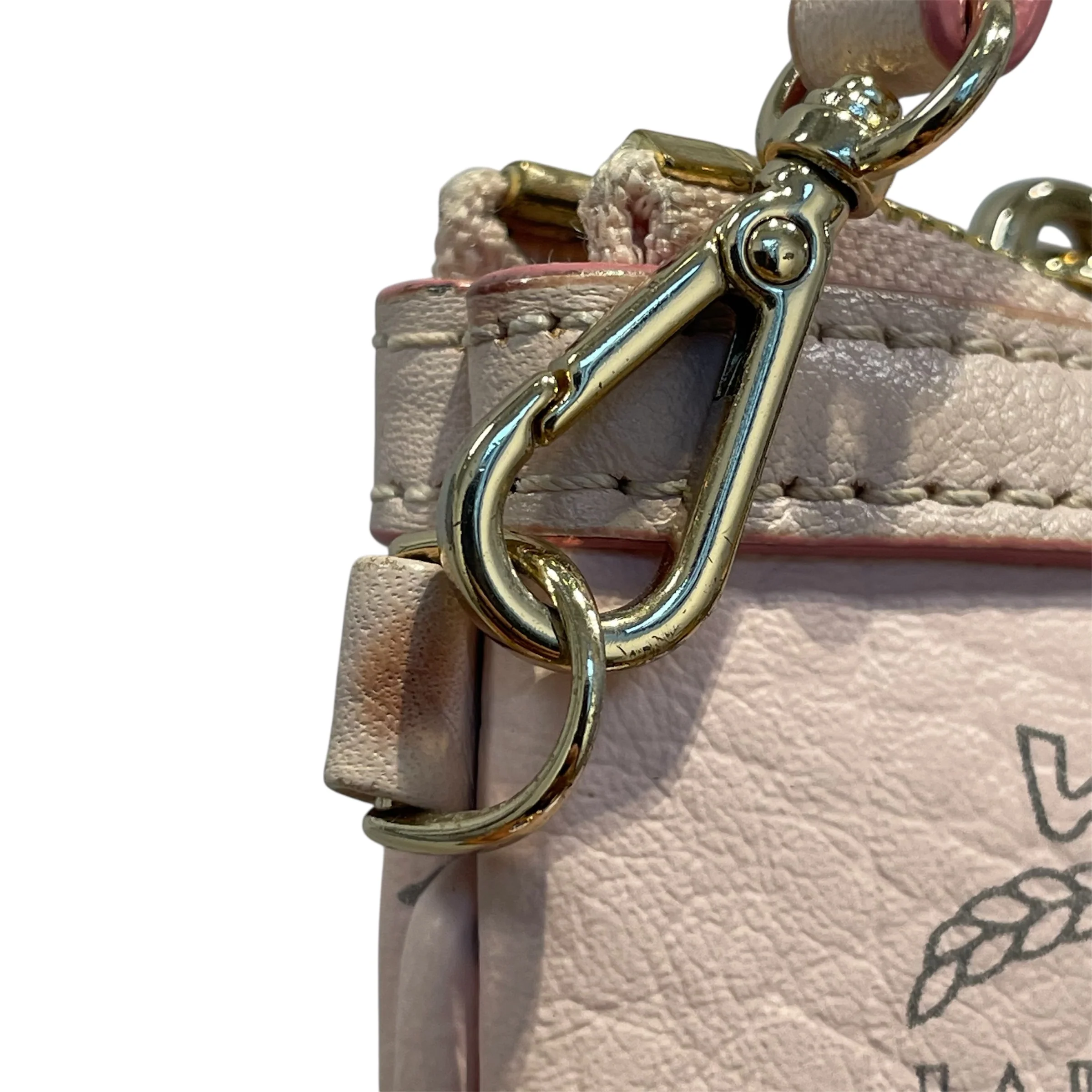 MCM/Pouch/Monogram/Faux Leather/PNK/PALE PINK CHECKERED INSIDE