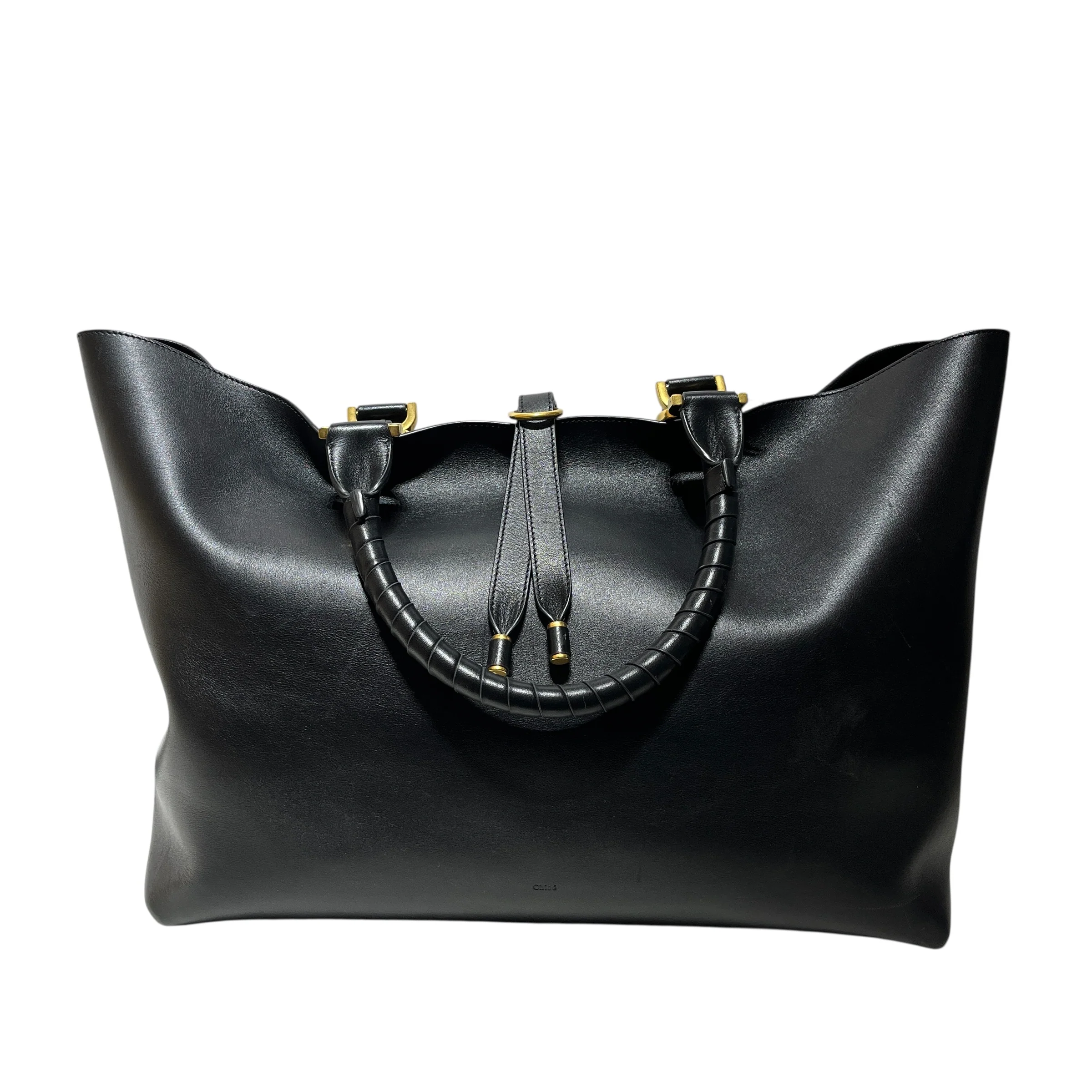 Chloe/Tote Bag/Leather/BLK/GOLD HARDWARE WRAP HANDLE