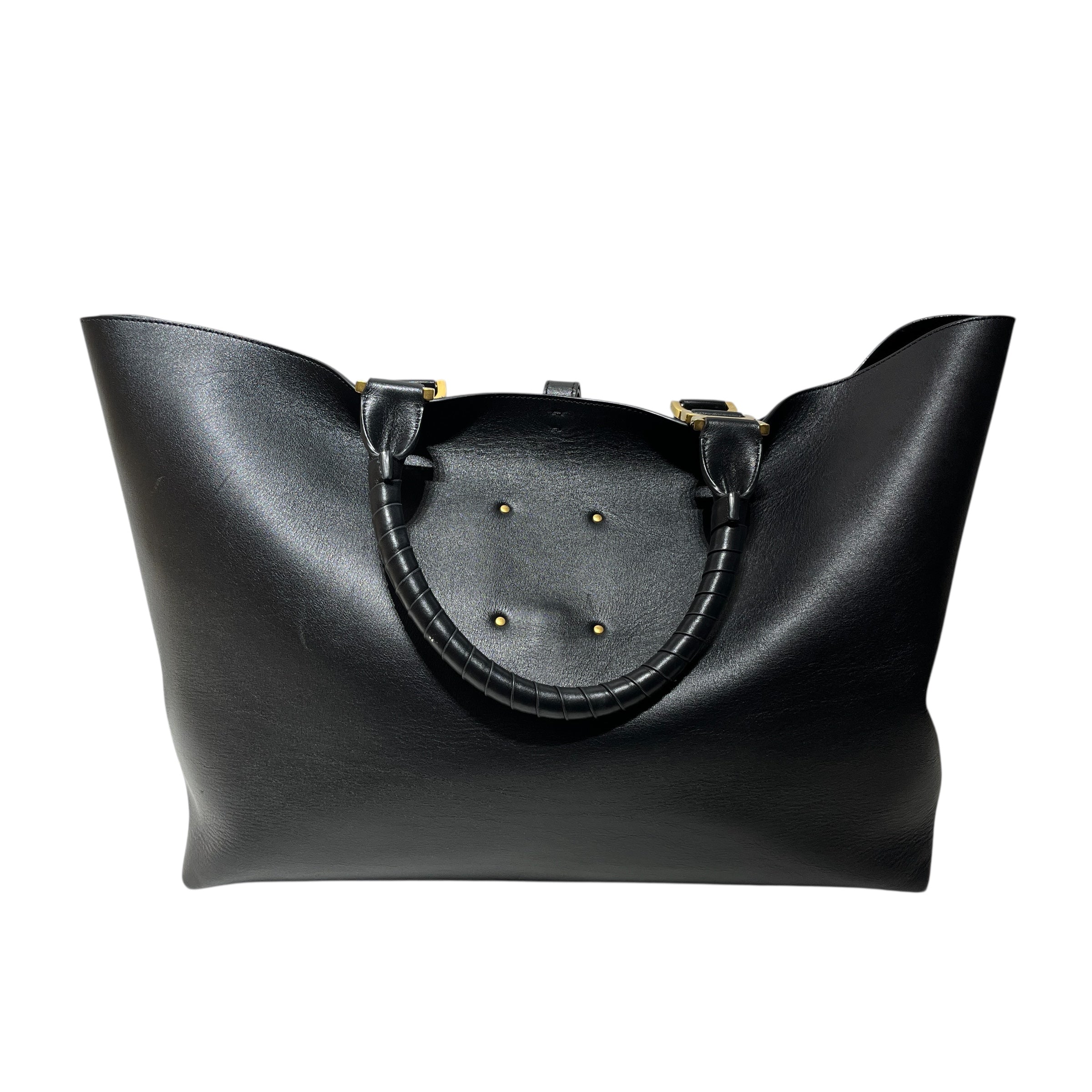 Chloe/Tote Bag/Leather/BLK/GOLD HARDWARE WRAP HANDLE