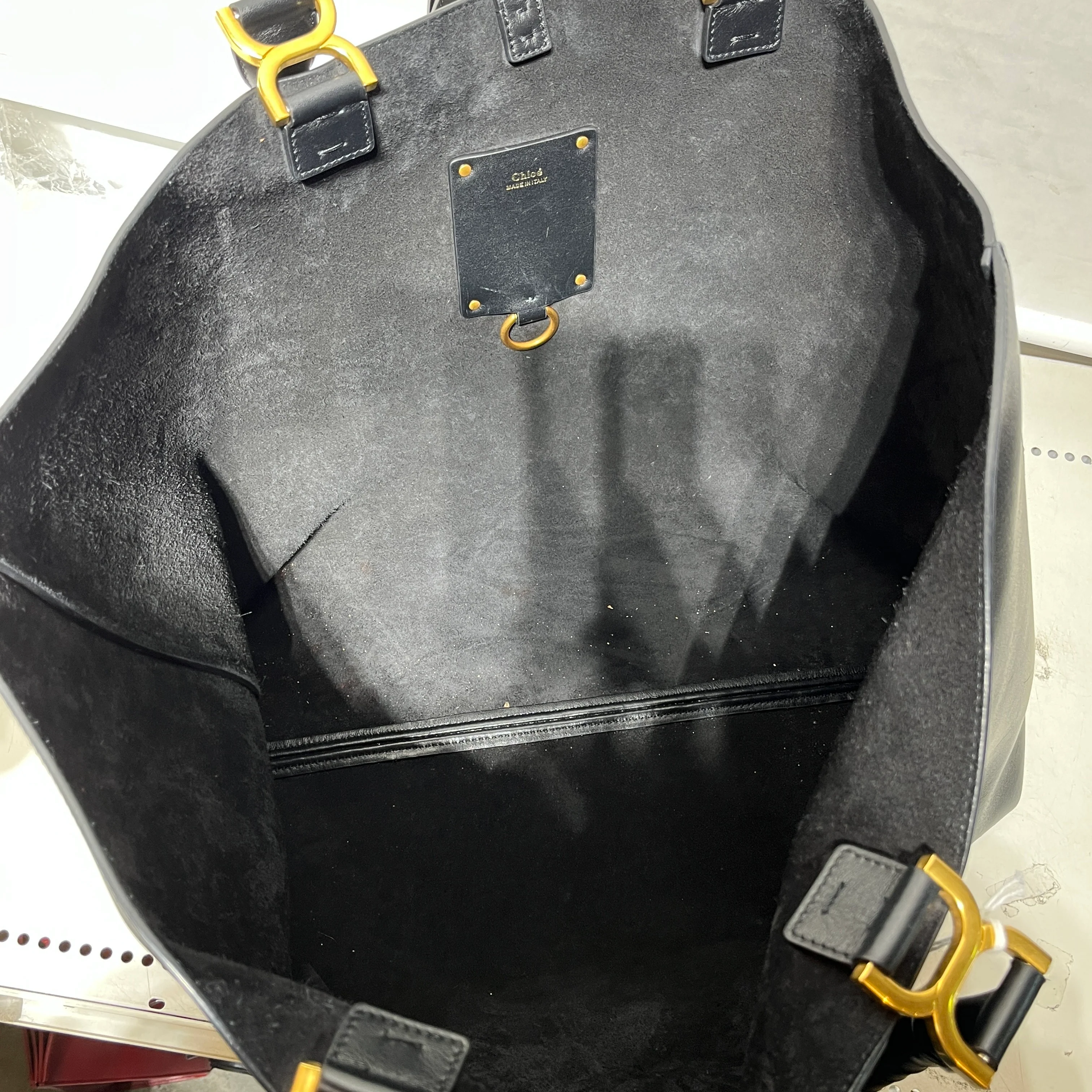 Chloe/Tote Bag/Leather/BLK/GOLD HARDWARE WRAP HANDLE