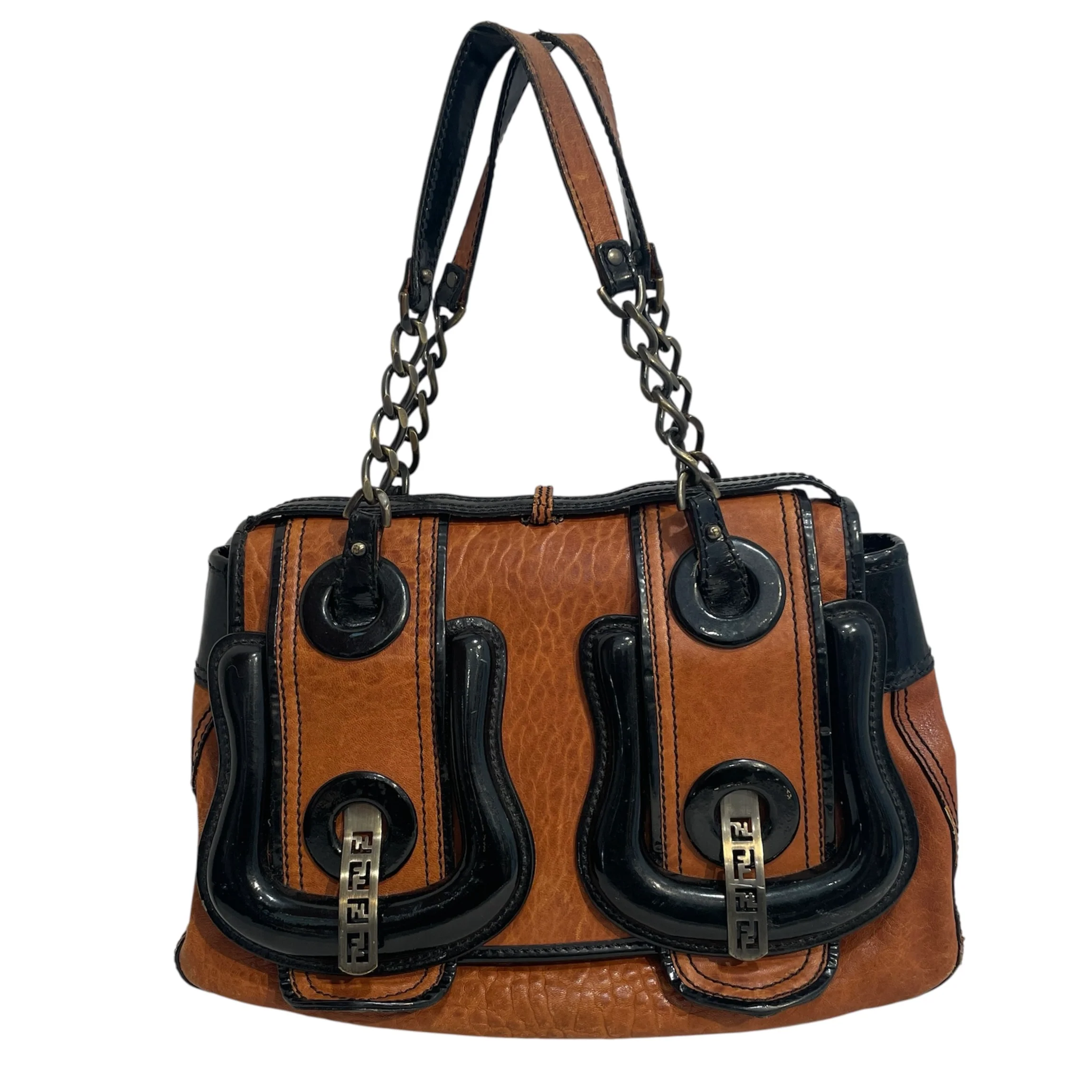 FENDI/Bag/Leather/BRW/Double Buckle Bag