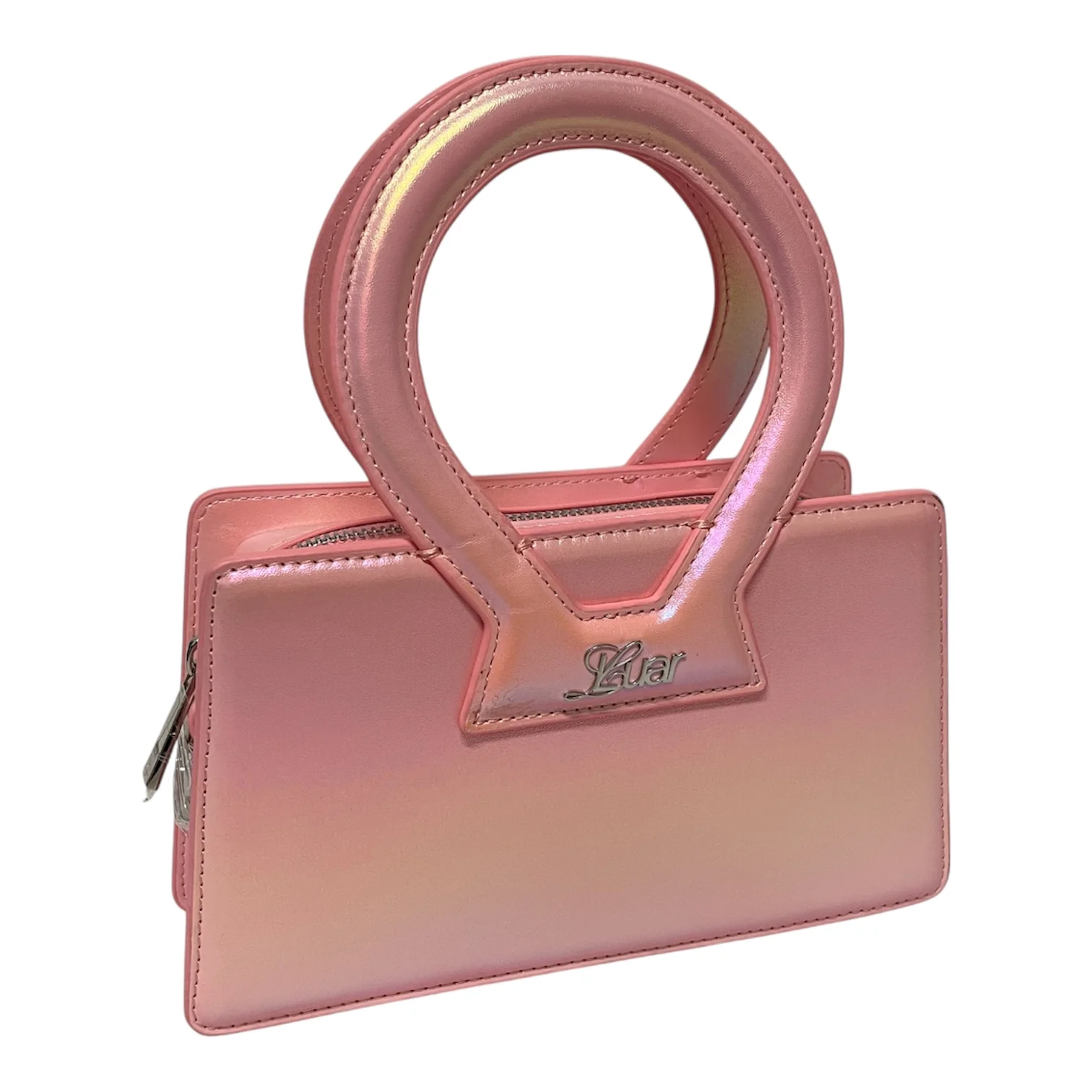 luar/Hand Bag/Leather/PNK/metallic pink/circle handle
