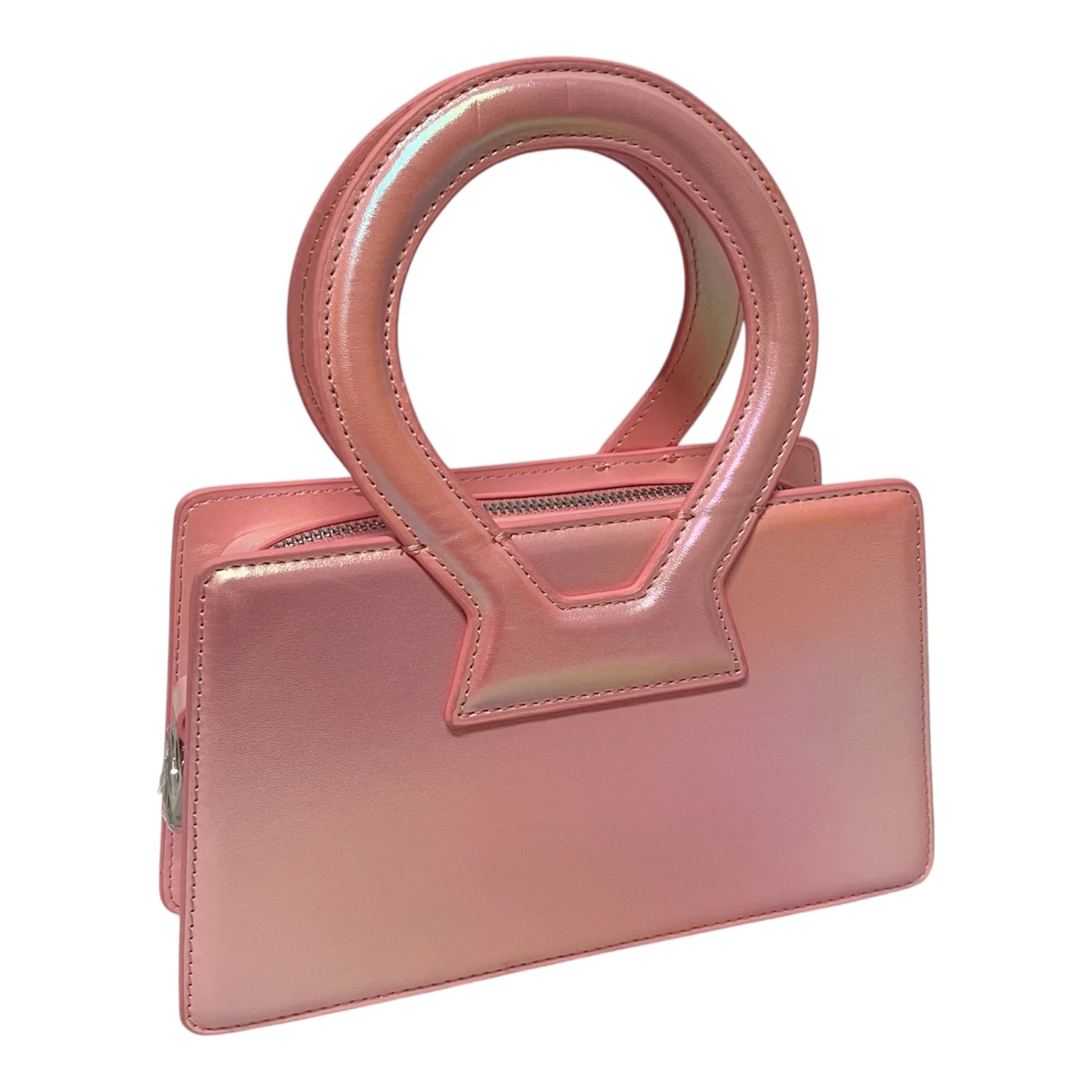 luar/Hand Bag/Leather/PNK/metallic pink/circle handle