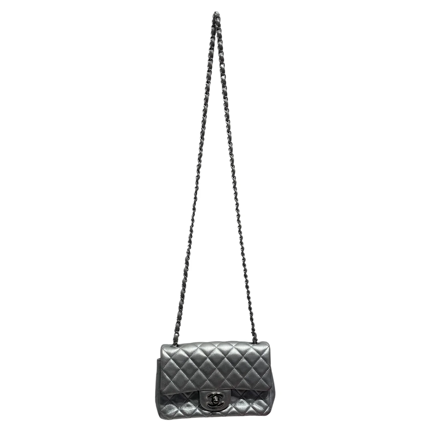 CHANEL/Cross Body Bag/Leather/SLV/Classique Quilted Crossbody