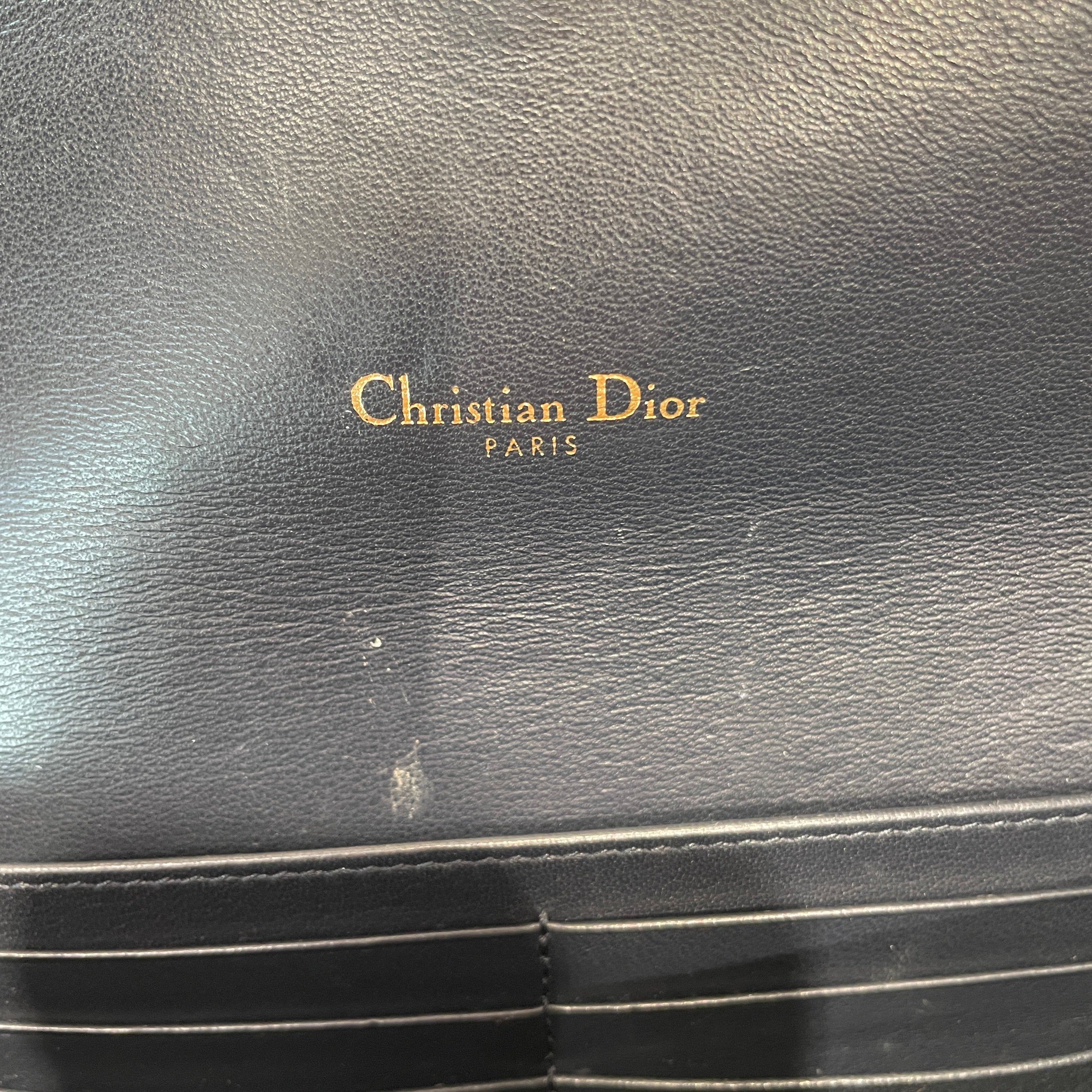 Christian Dior/Cross Body Bag/Monogram/Cotton/NVY/OBLIQUE SADDLE WALLET ON CHAIN