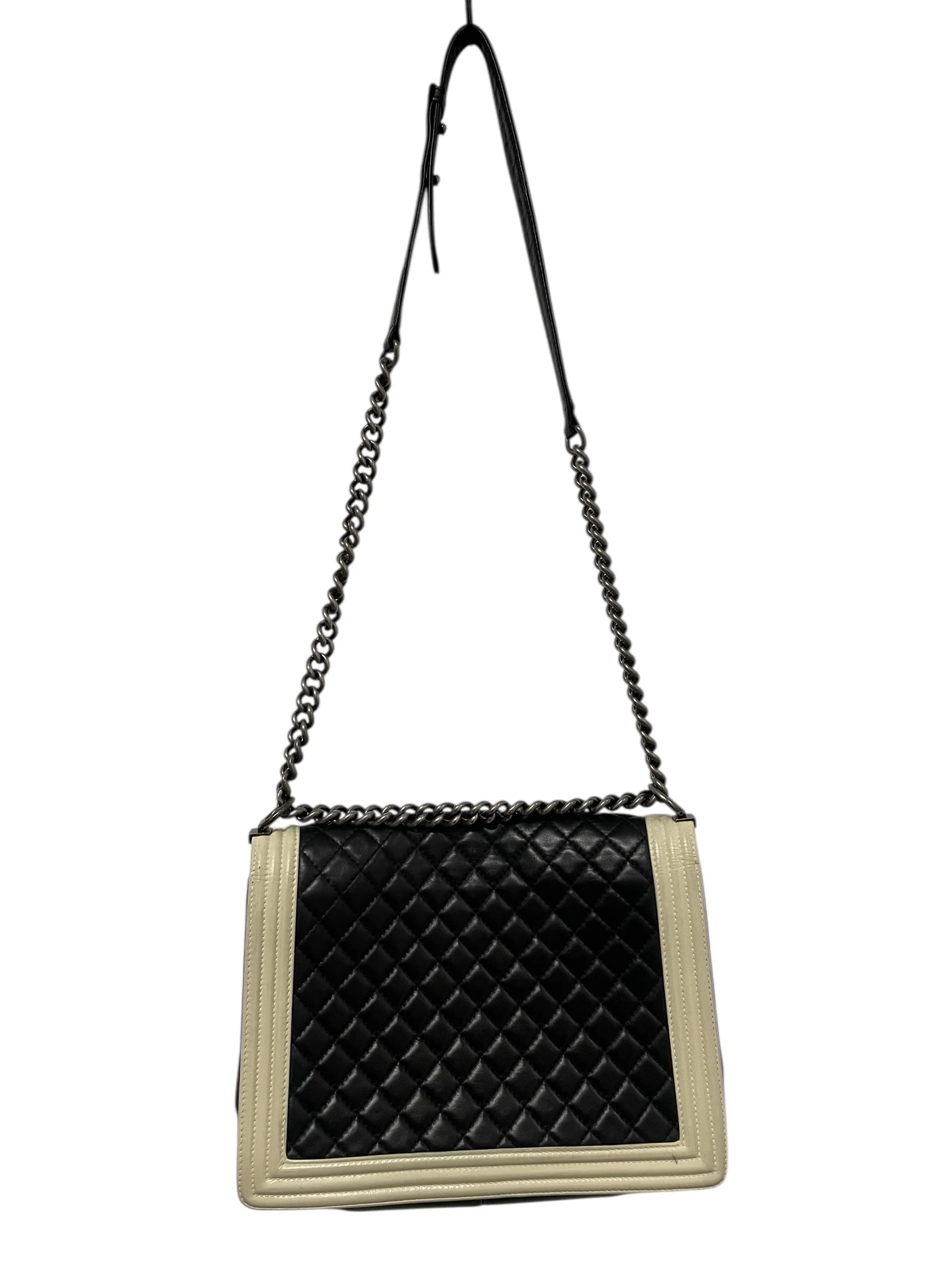 CHANEL/Cross Body Bag/Leather/BLK/BOY BAG/BI-COLOR