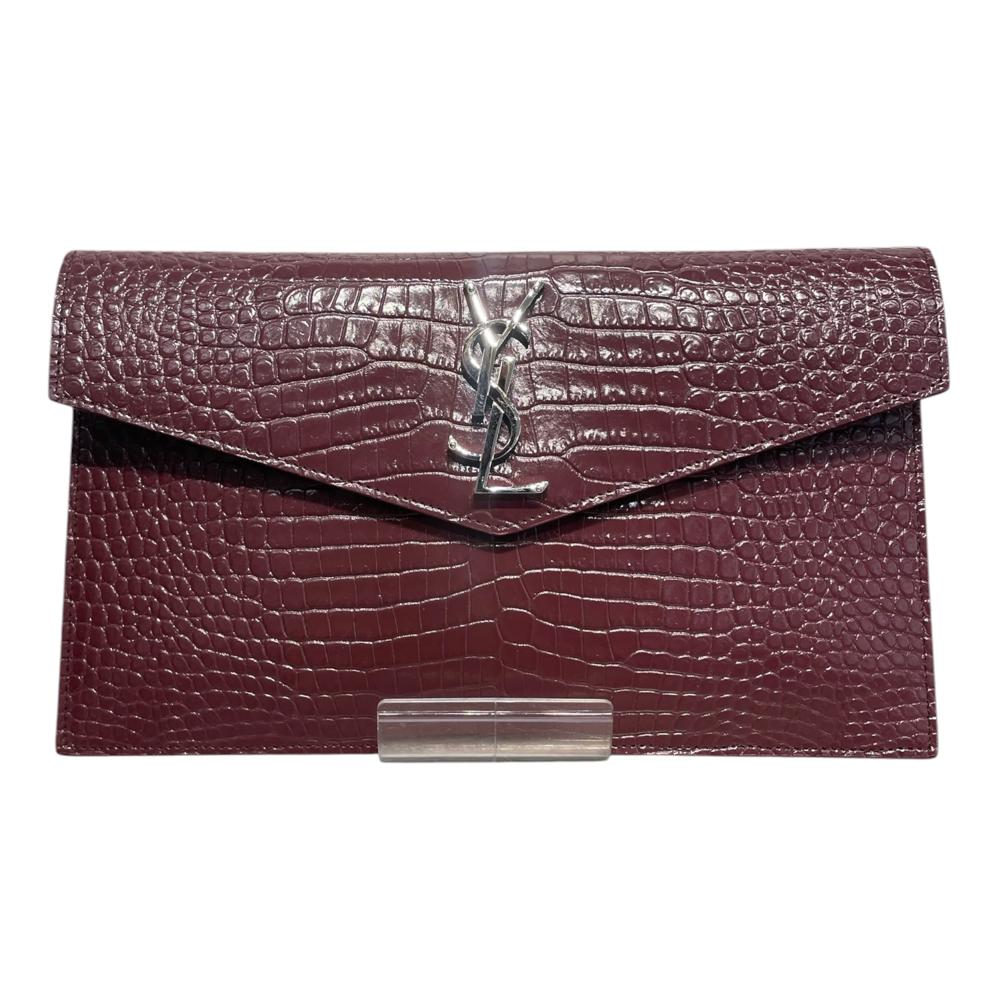 SAINT LAURENT/Clutch Bag/Animal Pattern/Leather/BRD/Croc Embossed Leather