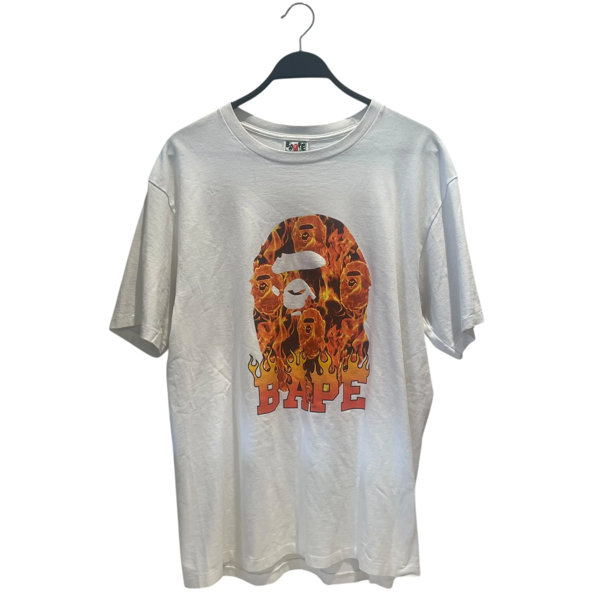 BAPE STA!/T-Shirt/XL/Cotton/WHT/Graphic/FLAME MONKEY TEE