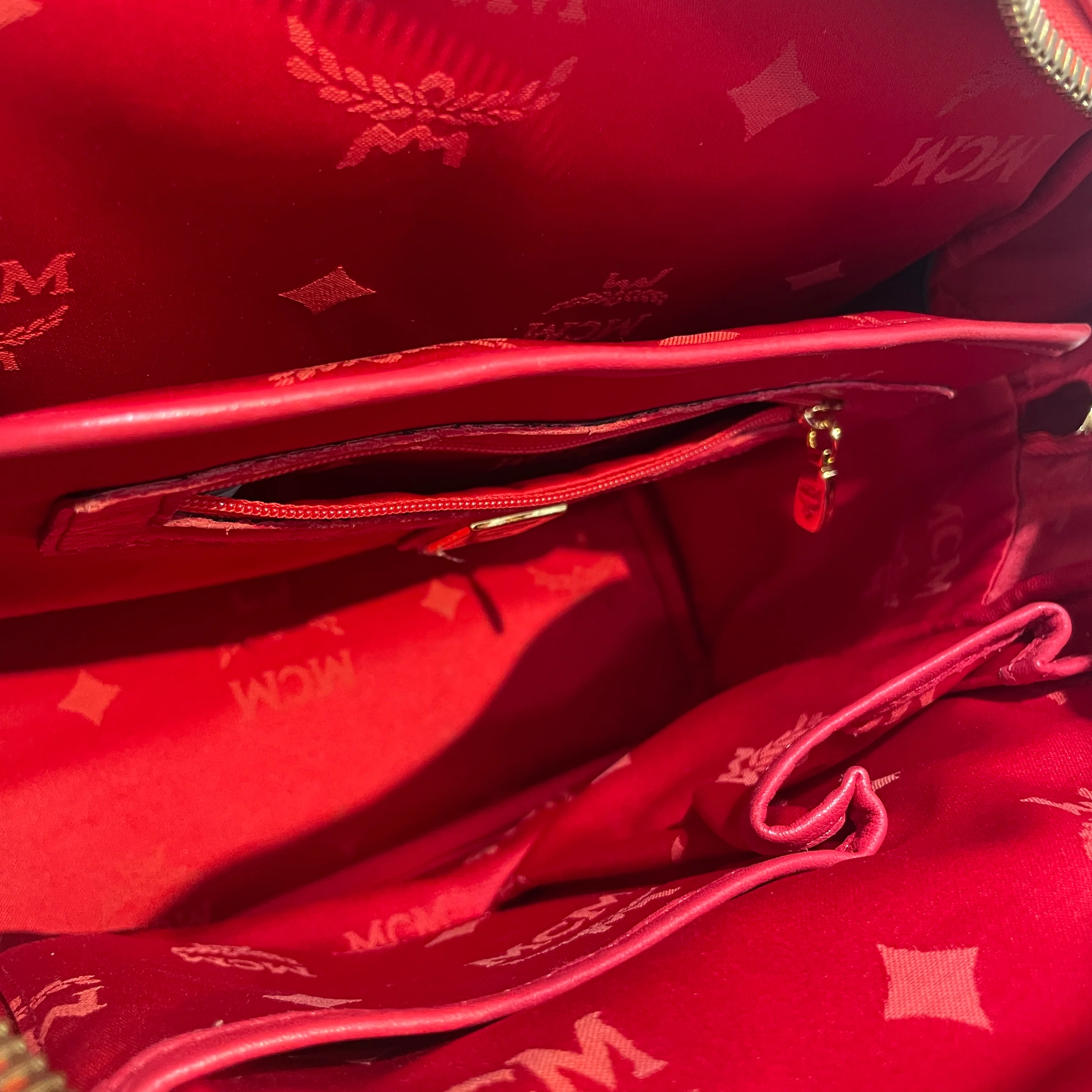 MCM/Backpack/Monogram/Leather/PNK/Studded Backpck