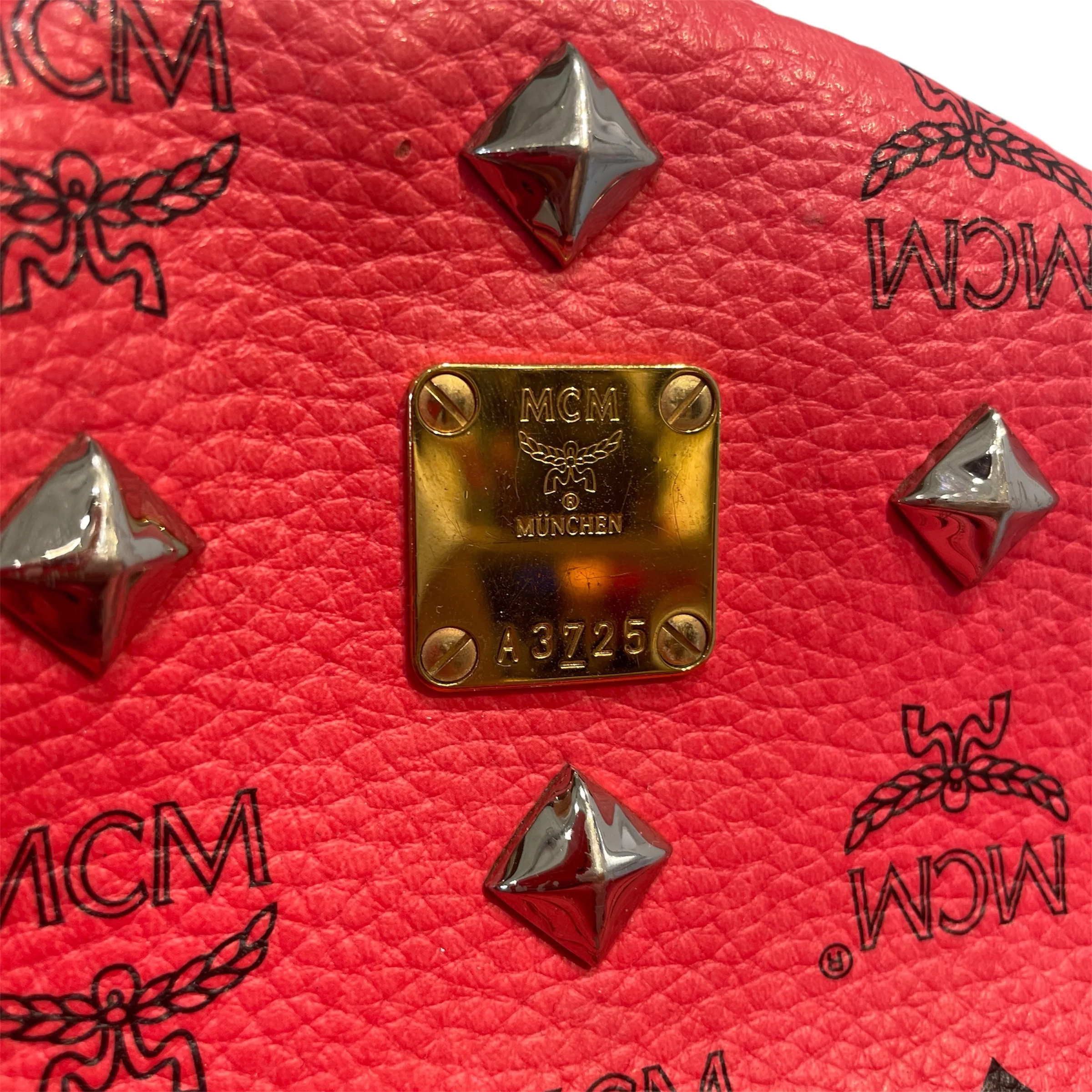 MCM/Backpack/Monogram/Leather/PNK/Studded Backpck