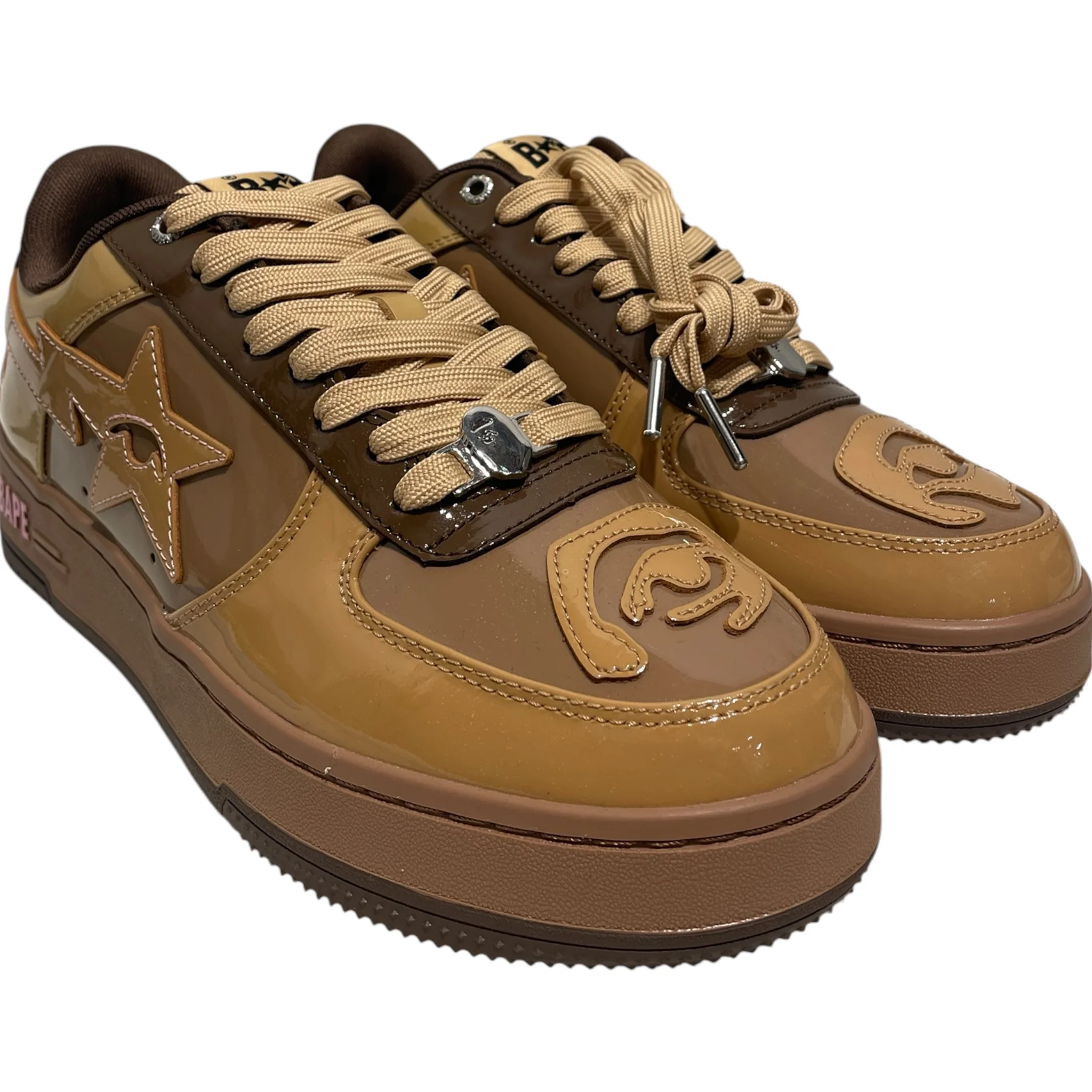 BAPE STA!/KIDSUPER STUDIOS/Low-Sneakers/US 9.5/Leather/BRW/Bapesta Low Kid Super