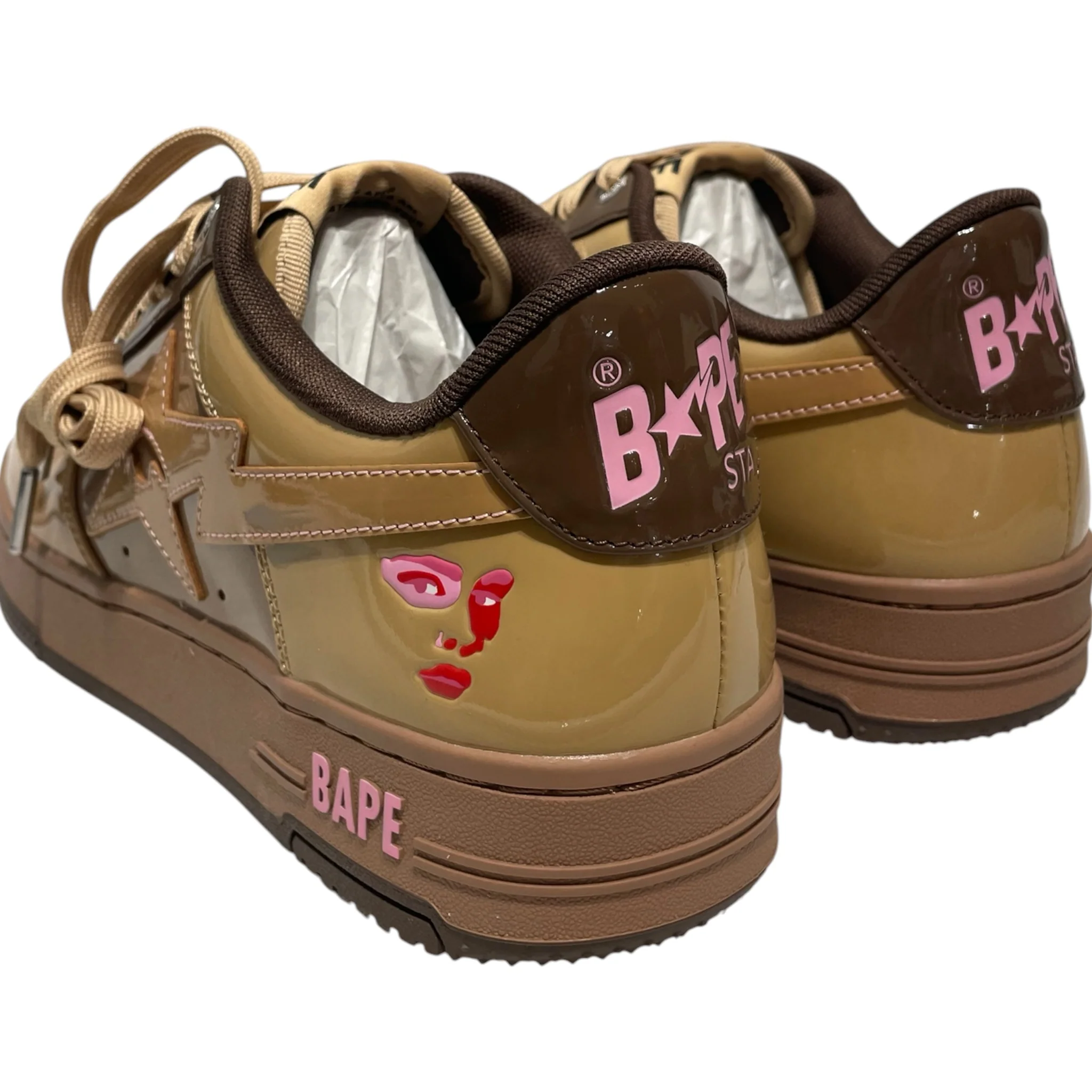 BAPE STA!/KIDSUPER STUDIOS/Low-Sneakers/US 9.5/Leather/BRW/Bapesta Low Kid Super