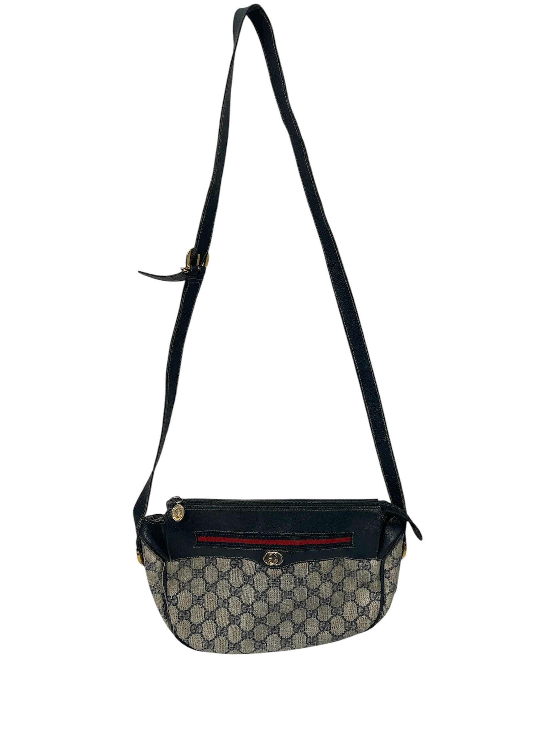 GUCCI/Cross Body Bag/Monogram/Leather/NVY/OPHIDIA WEB STRIPE