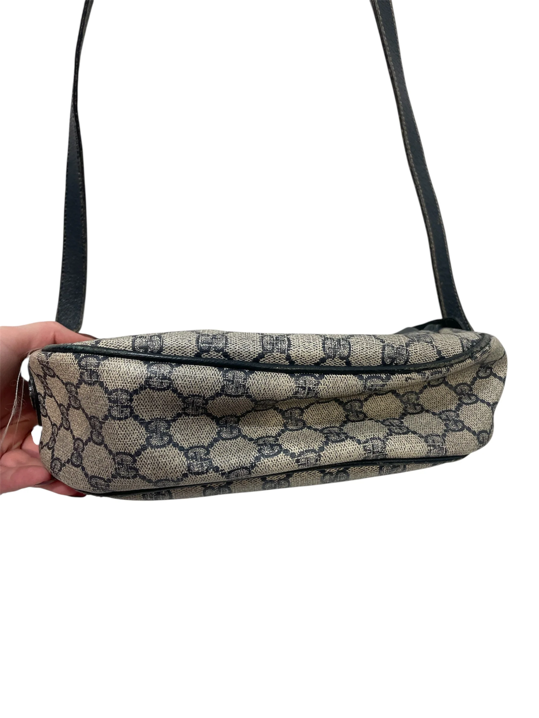 GUCCI/Cross Body Bag/Monogram/Leather/NVY/OPHIDIA WEB STRIPE