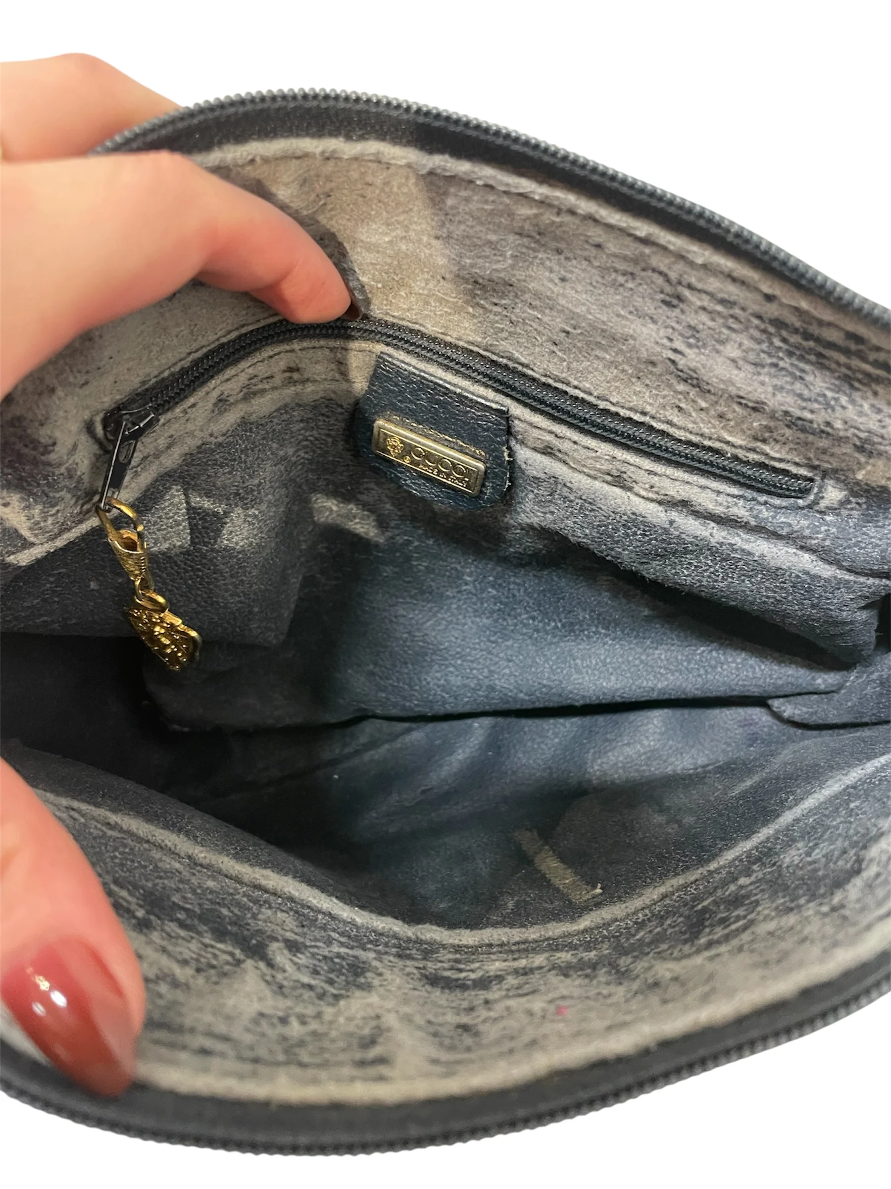 GUCCI/Cross Body Bag/Monogram/Leather/NVY/OPHIDIA WEB STRIPE