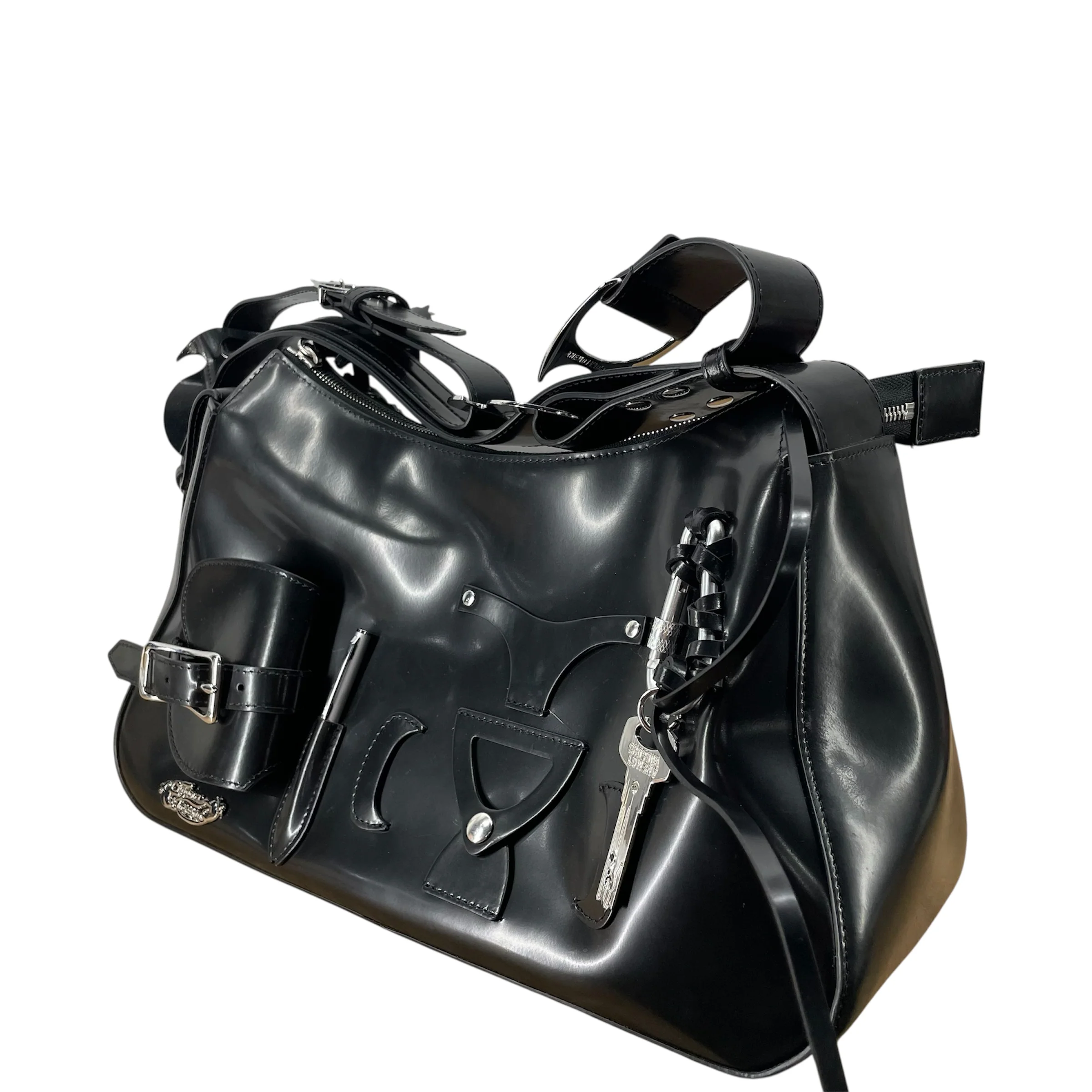 CHOPOVA LOWENA/Hand Bag/Leather/BLK/SOFIA PATENT LEATHER BAG