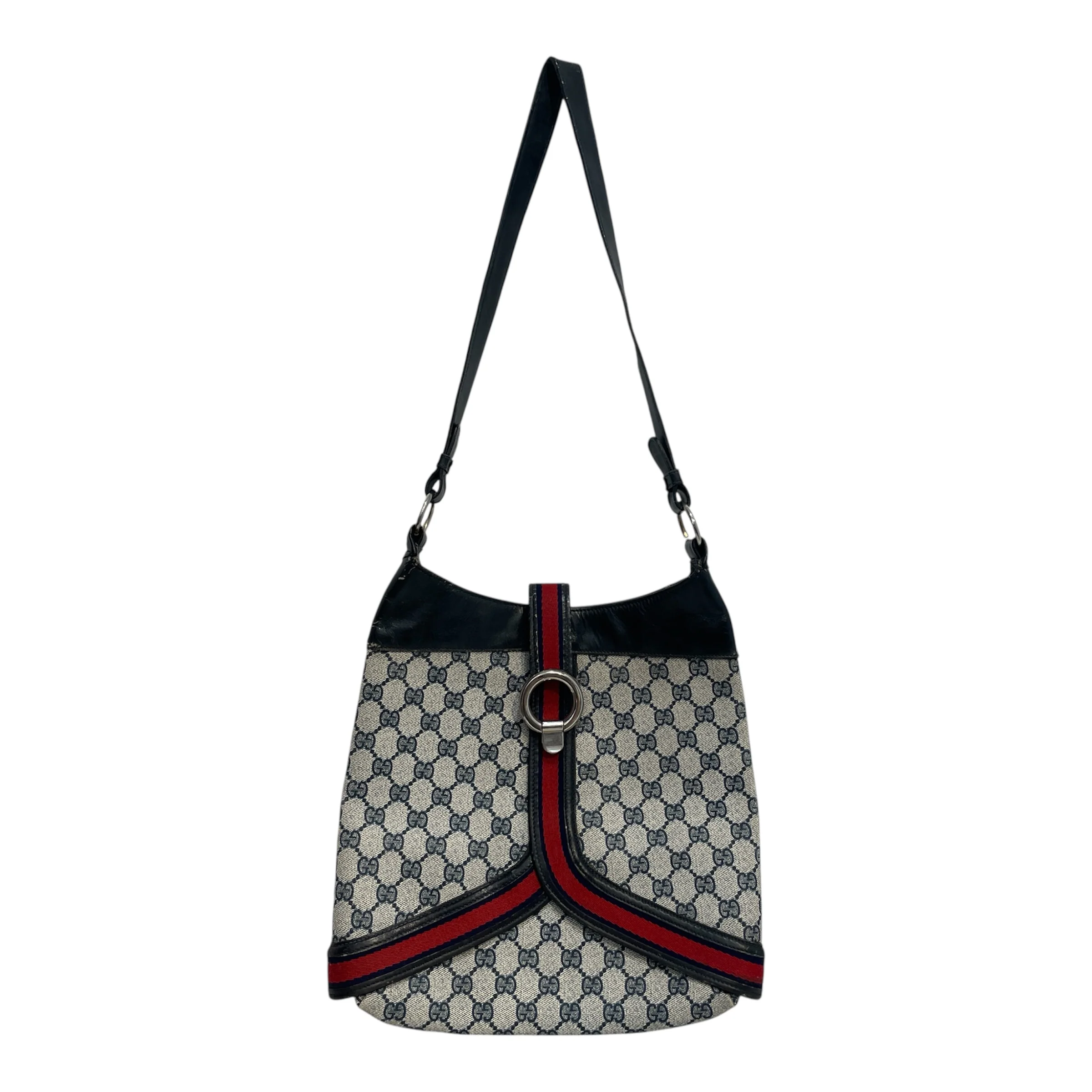 GUCCI/Tote Bag/Monogram/Leather/NVY/Sherry Line GG Monogram