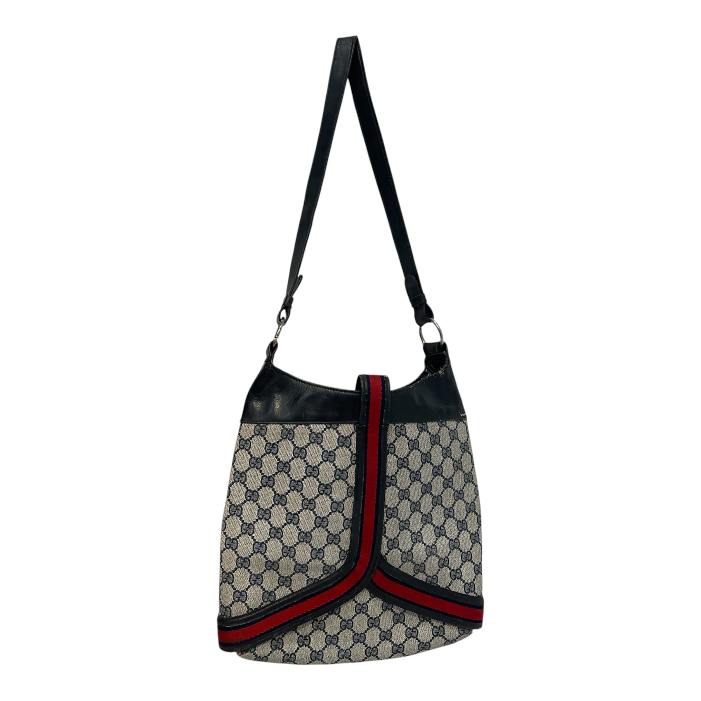 GUCCI/Tote Bag/Monogram/Leather/NVY/Sherry Line GG Monogram