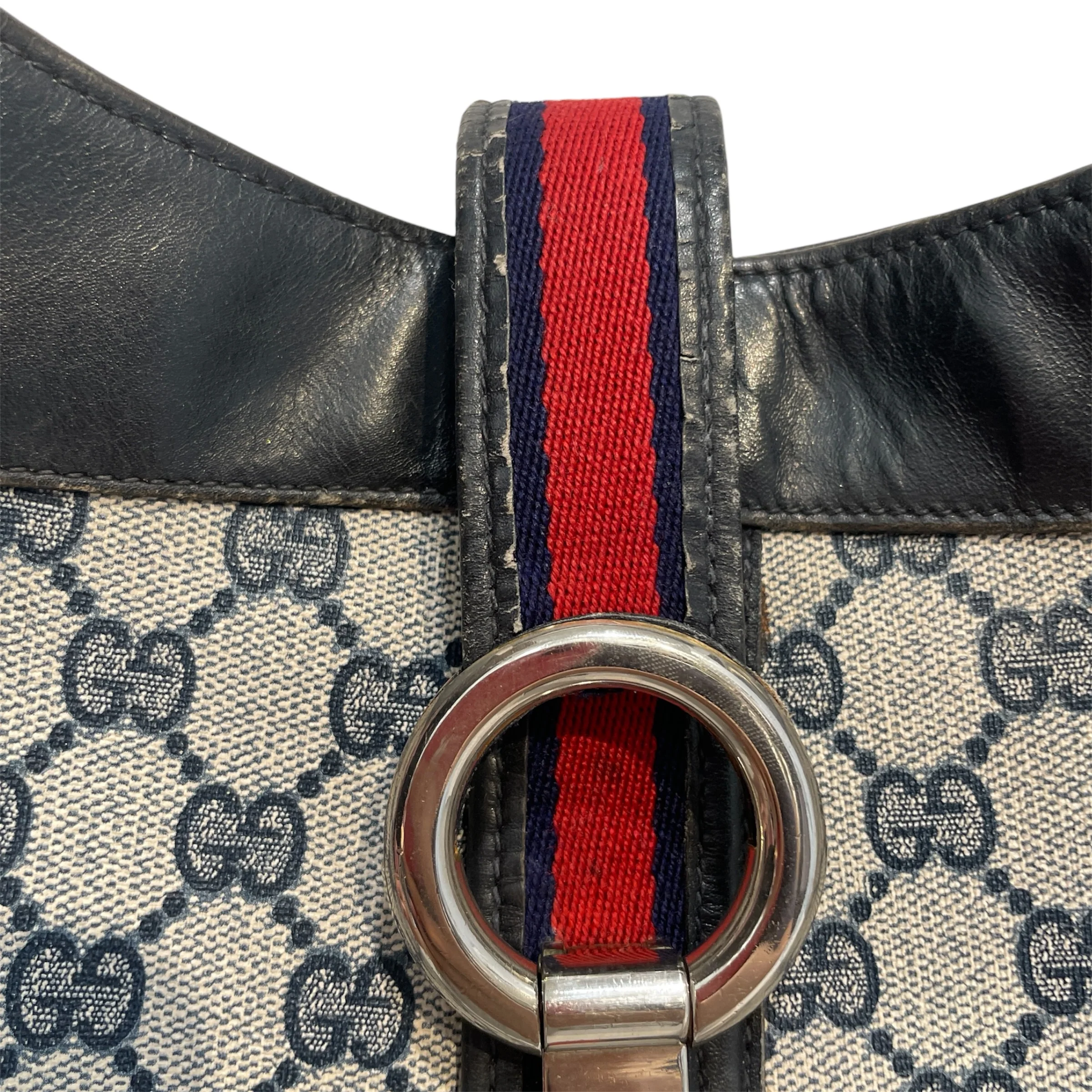 GUCCI/Tote Bag/Monogram/Leather/NVY/Sherry Line GG Monogram