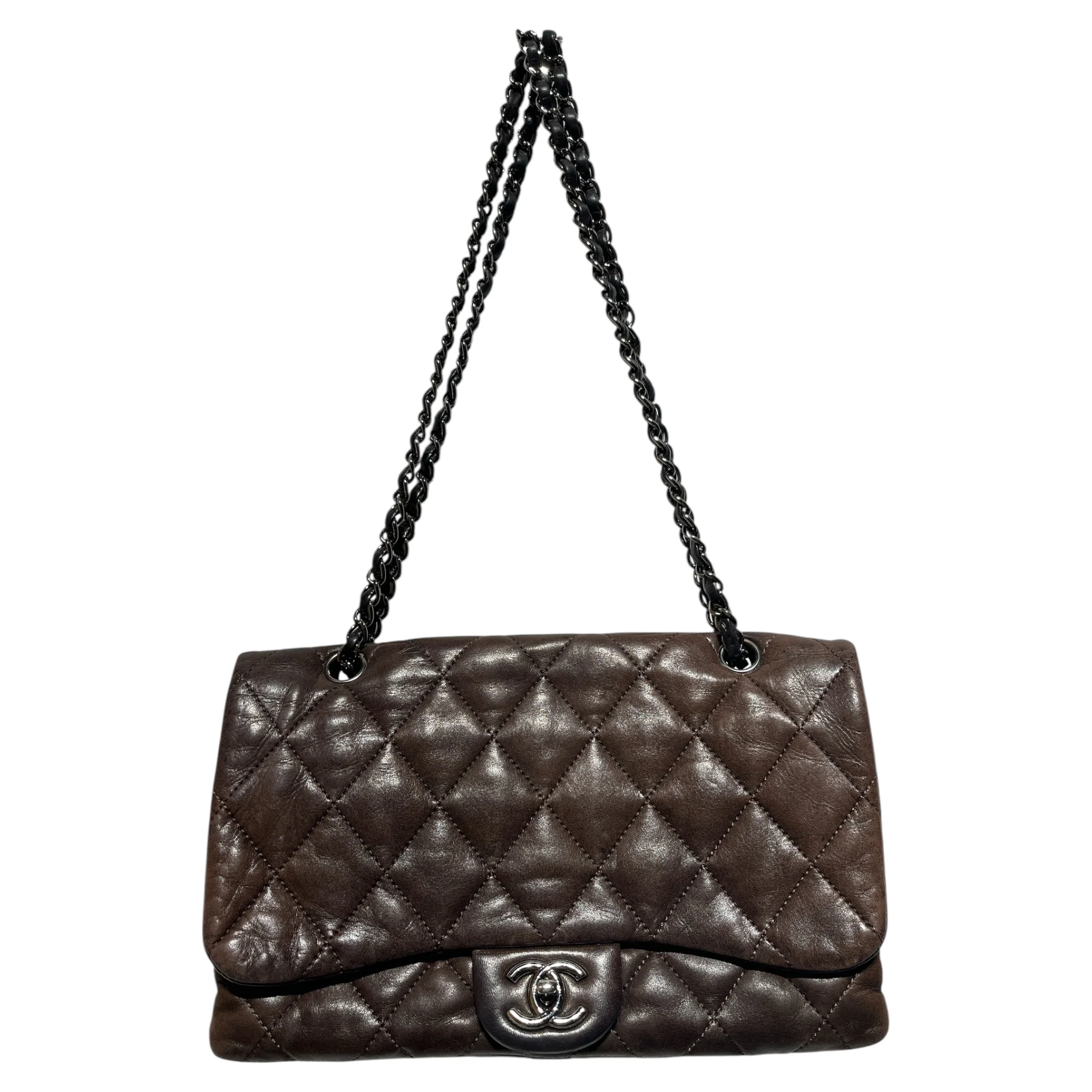 CHANEL/Hand Bag/Leather/BRW/Maxi 3 Accordian Flap