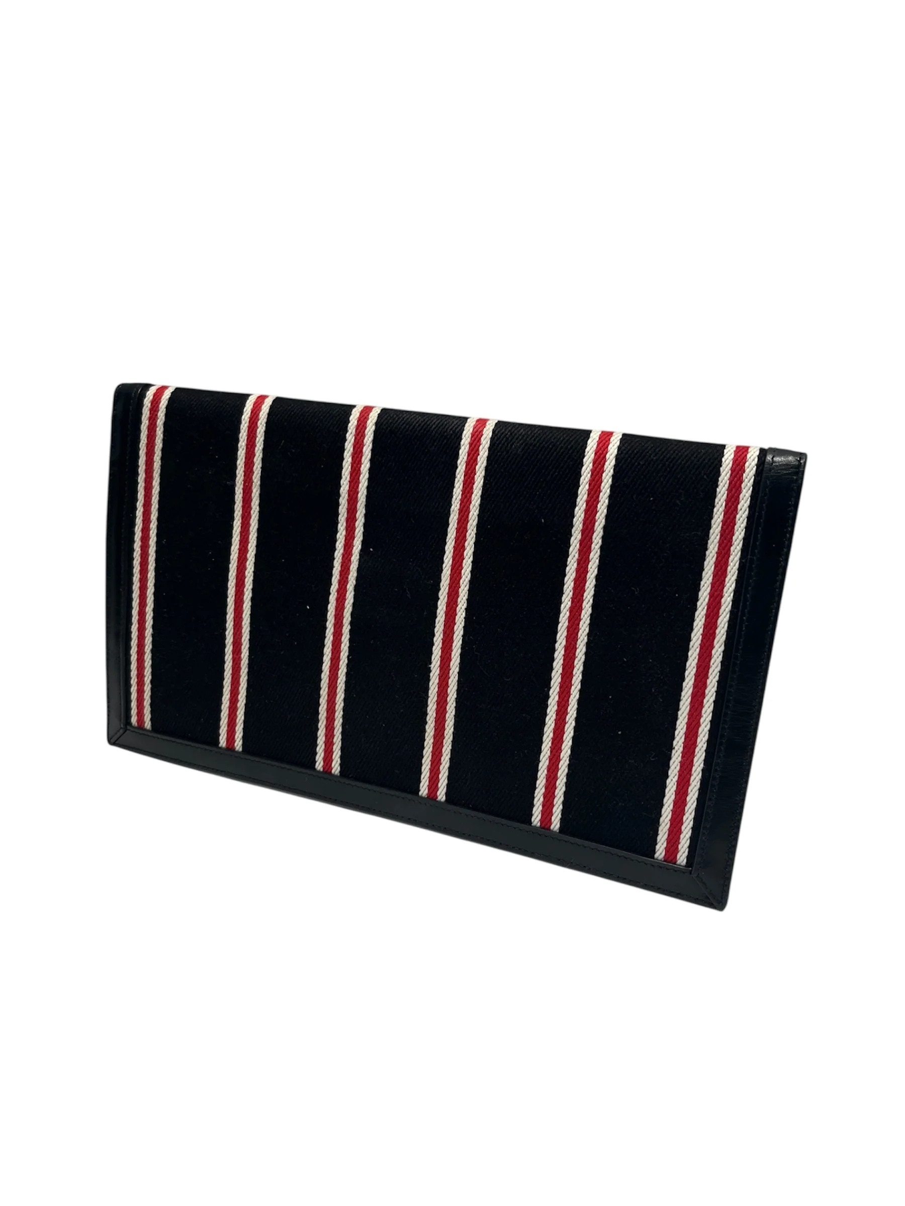 SAINT LAURENT/Clutch Bag/Stripe/Cotton/BLK/UPTOWN REDWHITE/ ENVELOP