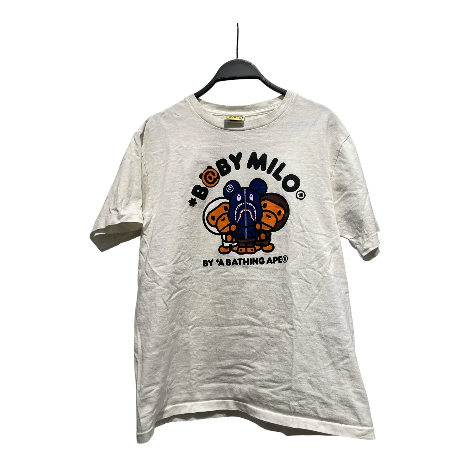A BATHING APE/T-Shirt/M/Cotton/WHT/White Baby Milo Shark Bear Tee